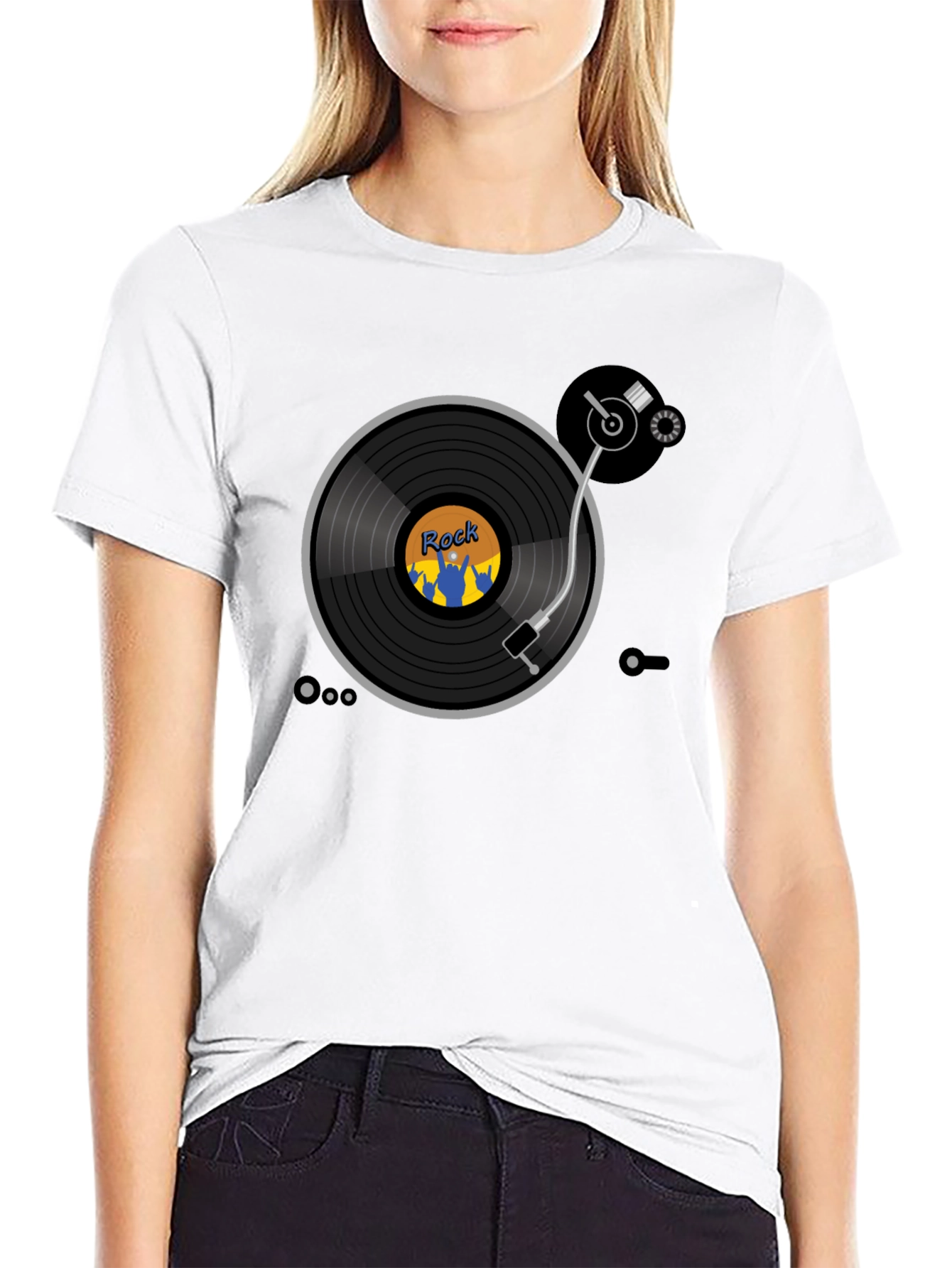 Rock Music Turntable T-Shirt - Retro Vinyl Design