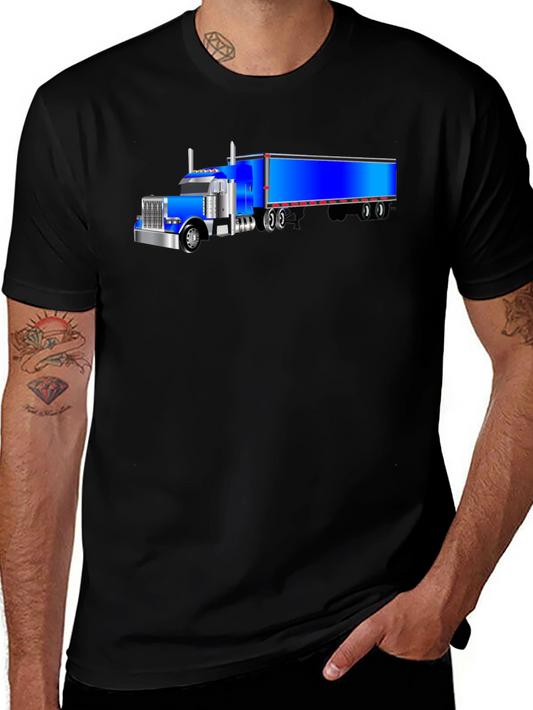 Blue Truck Graphic Tee - Cool Mens Black T-Shirt