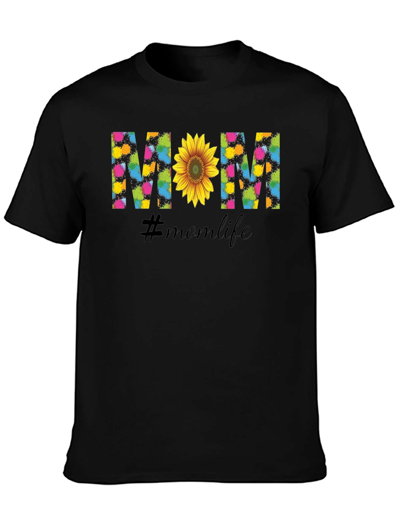 Mom Life Sunflower Graphic Tee - Black