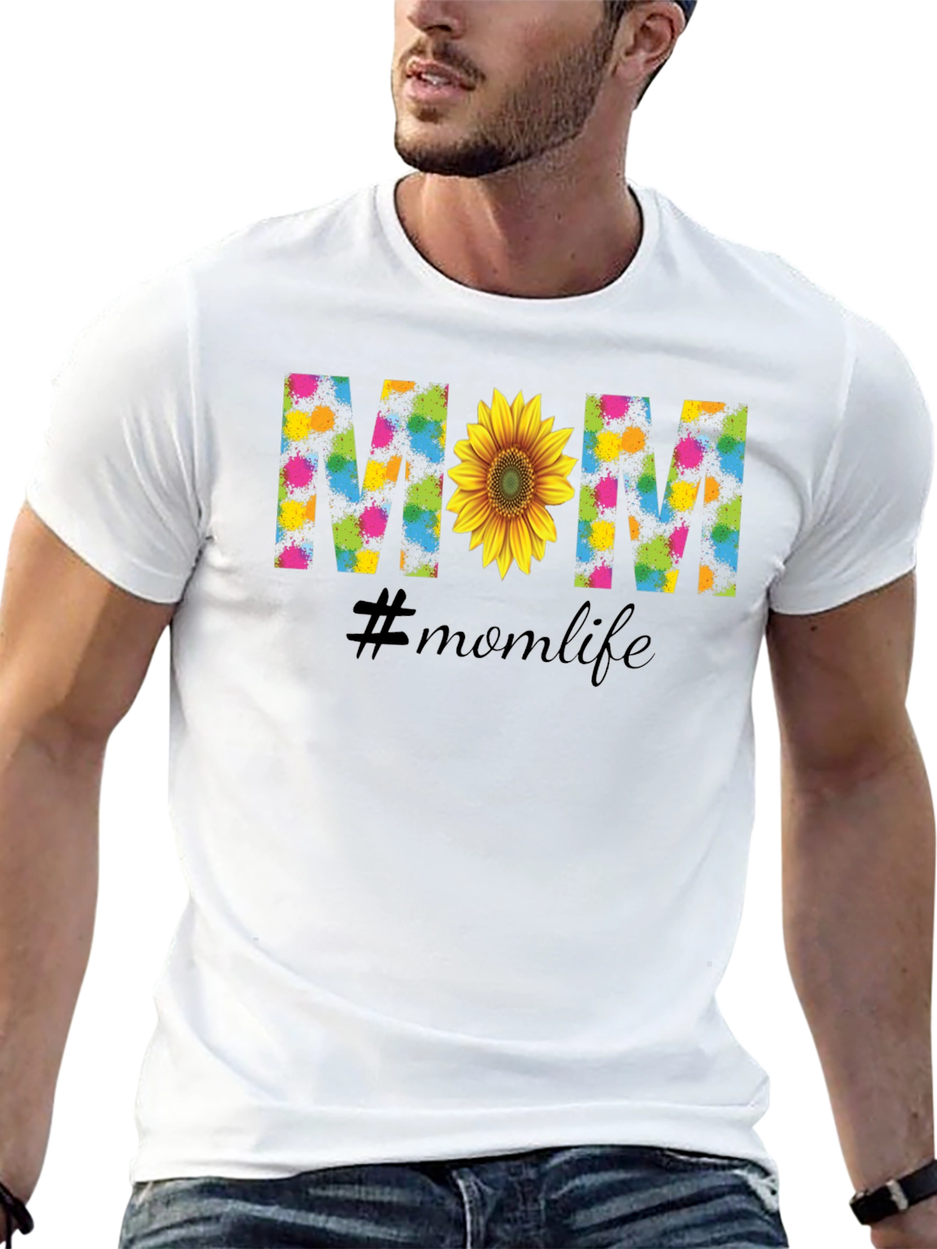Mom Life Sunflower Graphic Tee - Black