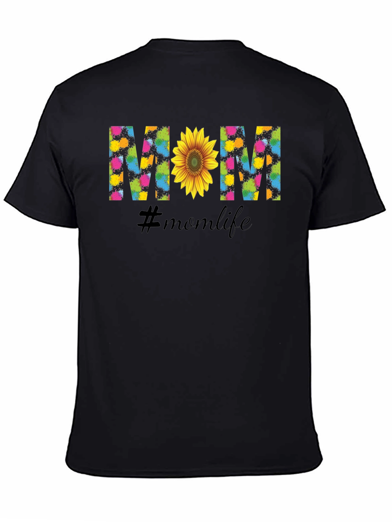 Mom Life Sunflower Graphic Tee - Black