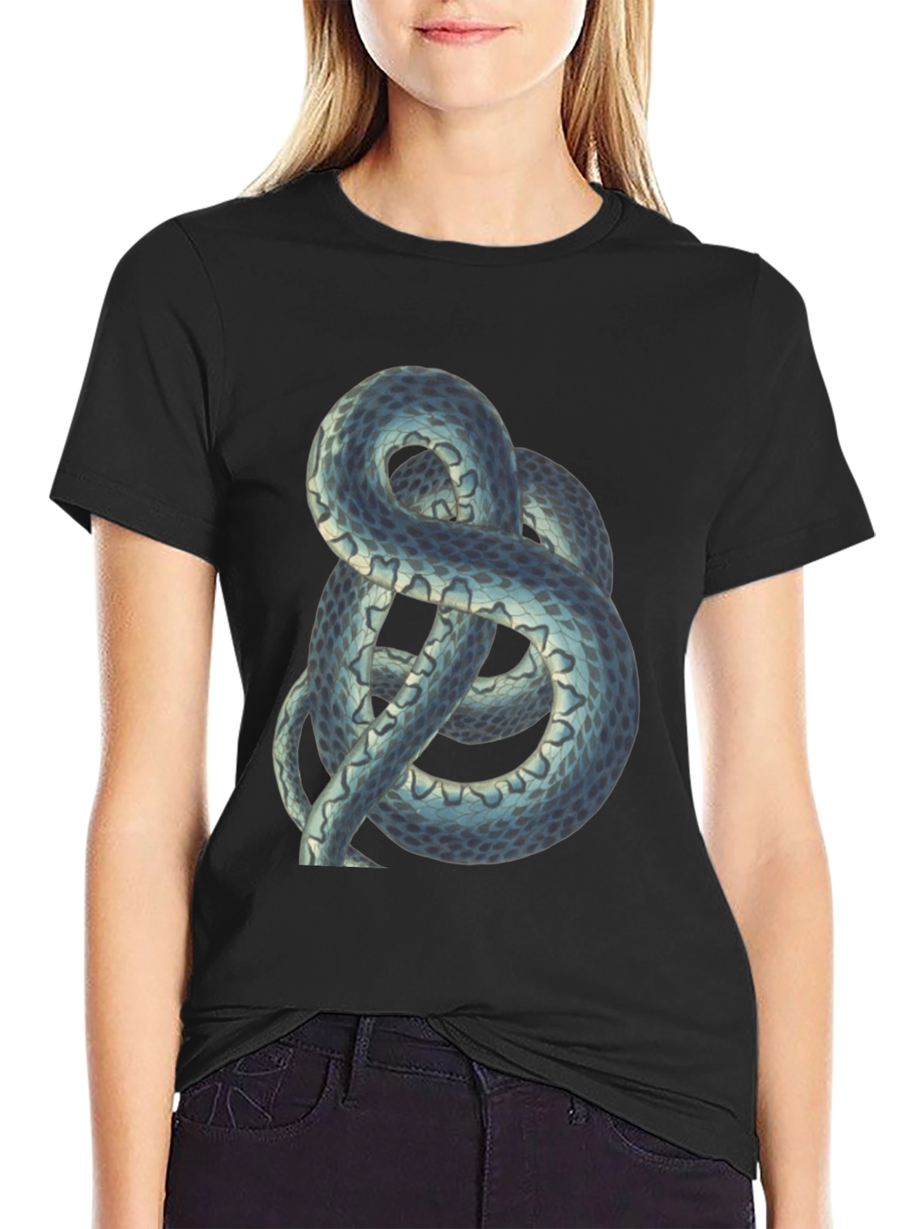 Snake Print Tee - Coiled Serpent Graphic T-Shirt