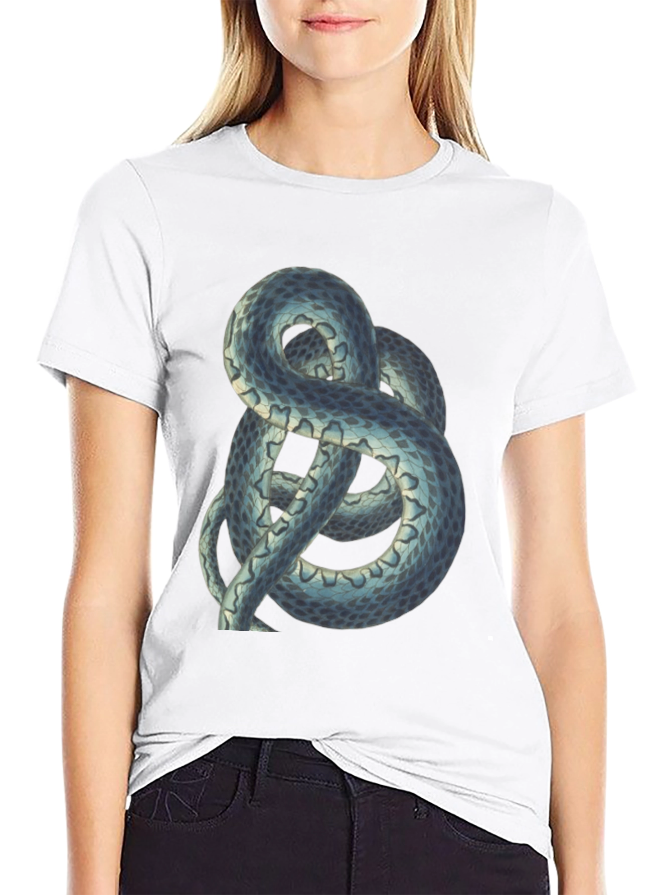 Snake Print Tee - Coiled Serpent Graphic T-Shirt