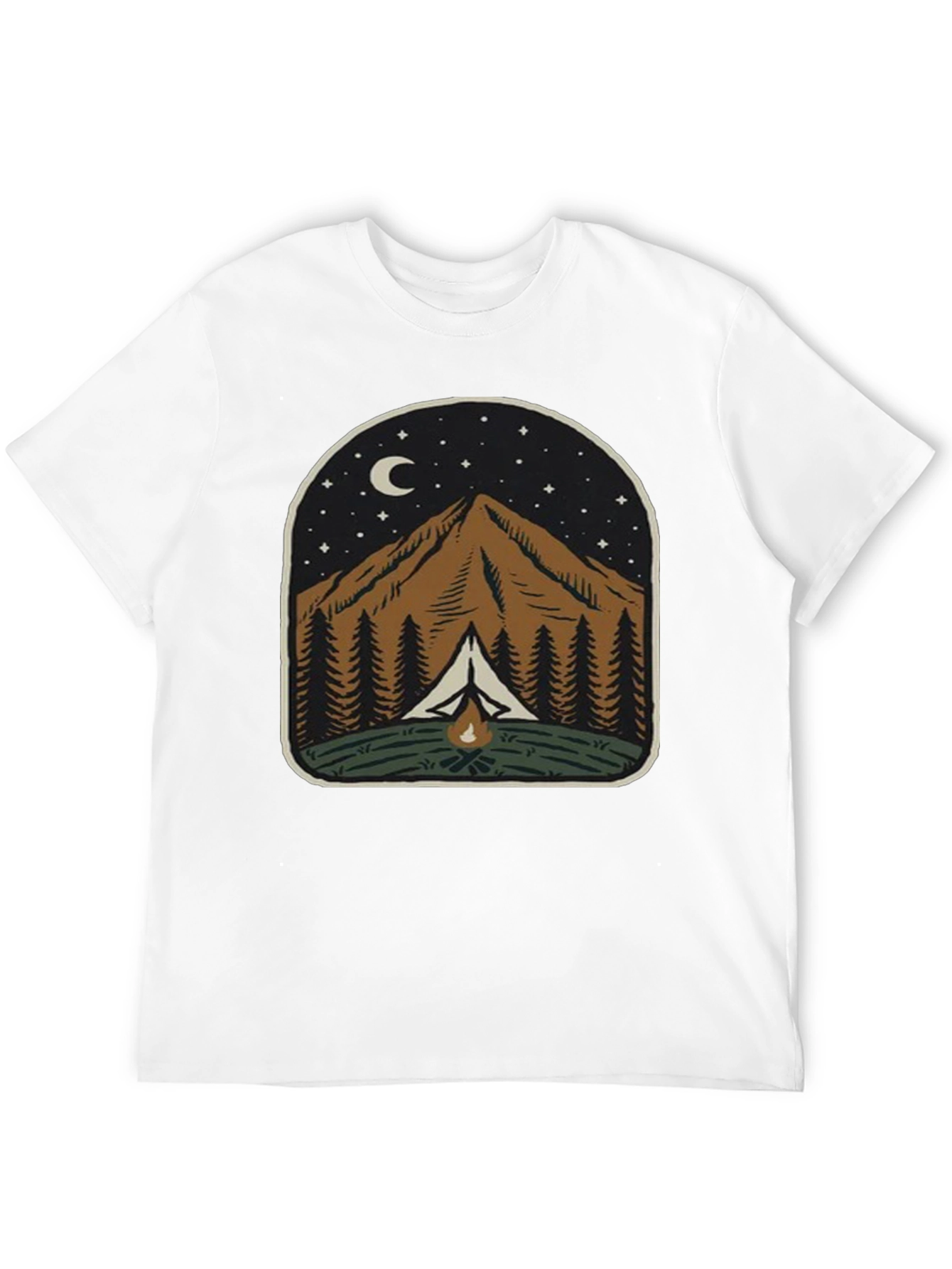 Mountain Campfire Graphic Tee - Night Adventure Shirt