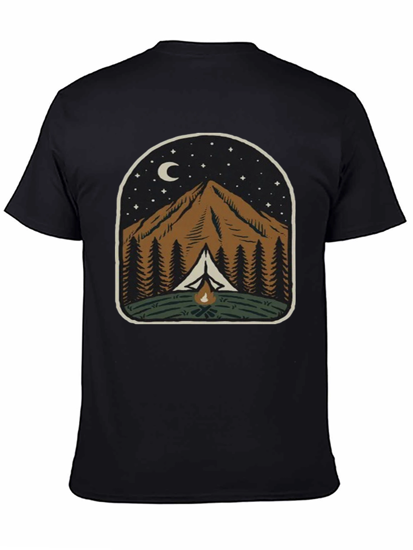 Mountain Campfire Graphic Tee - Night Adventure Shirt
