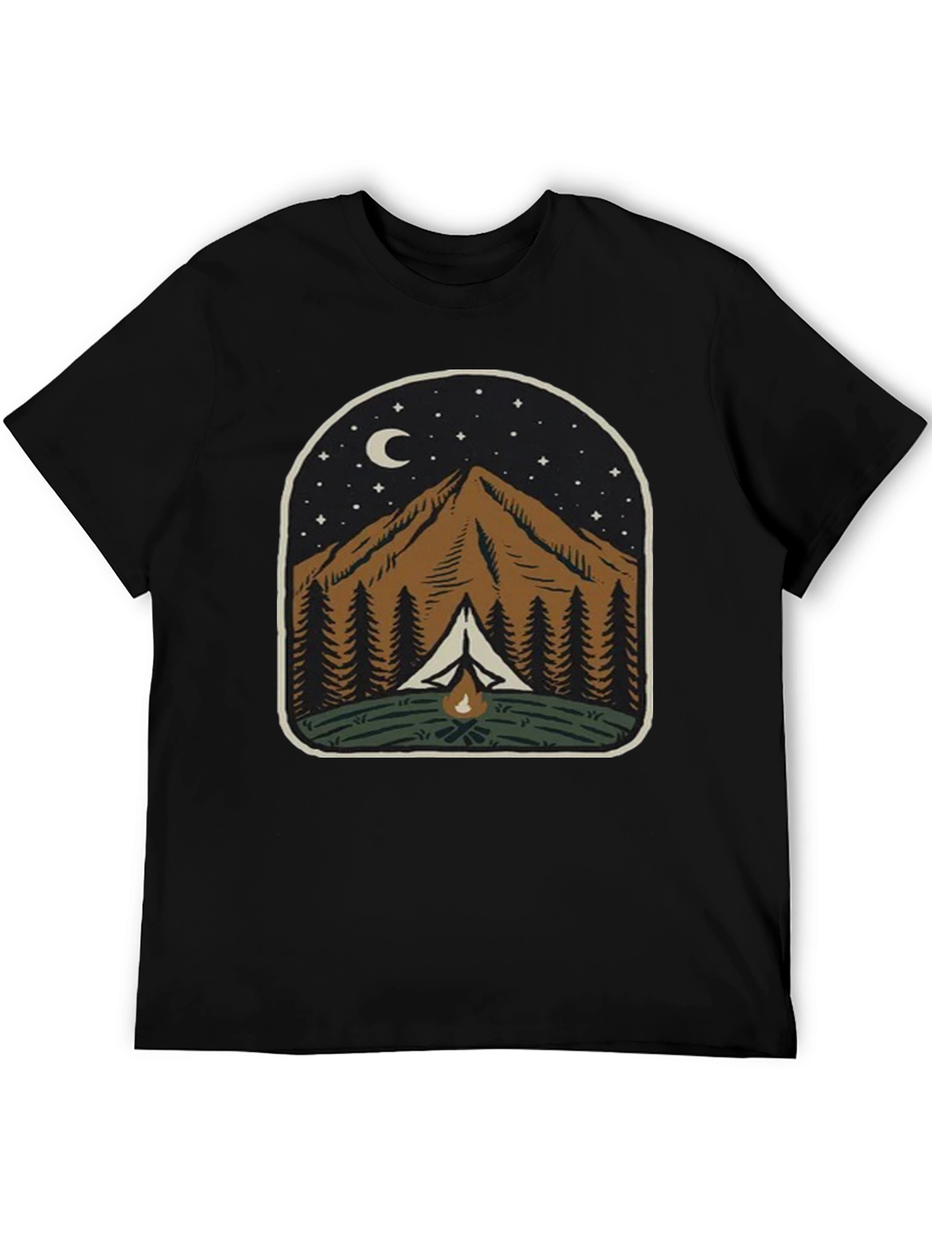 Mountain Campfire Graphic Tee - Night Adventure Shirt