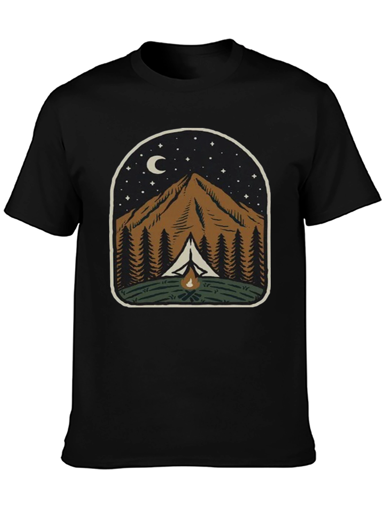 Mountain Campfire Graphic Tee - Night Adventure Shirt