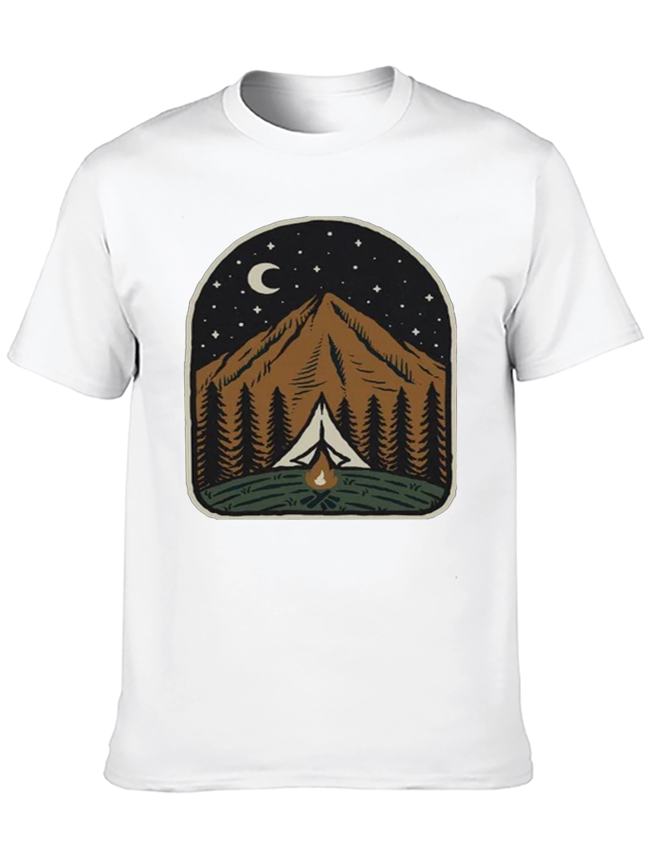 Mountain Campfire Graphic Tee - Night Adventure Shirt