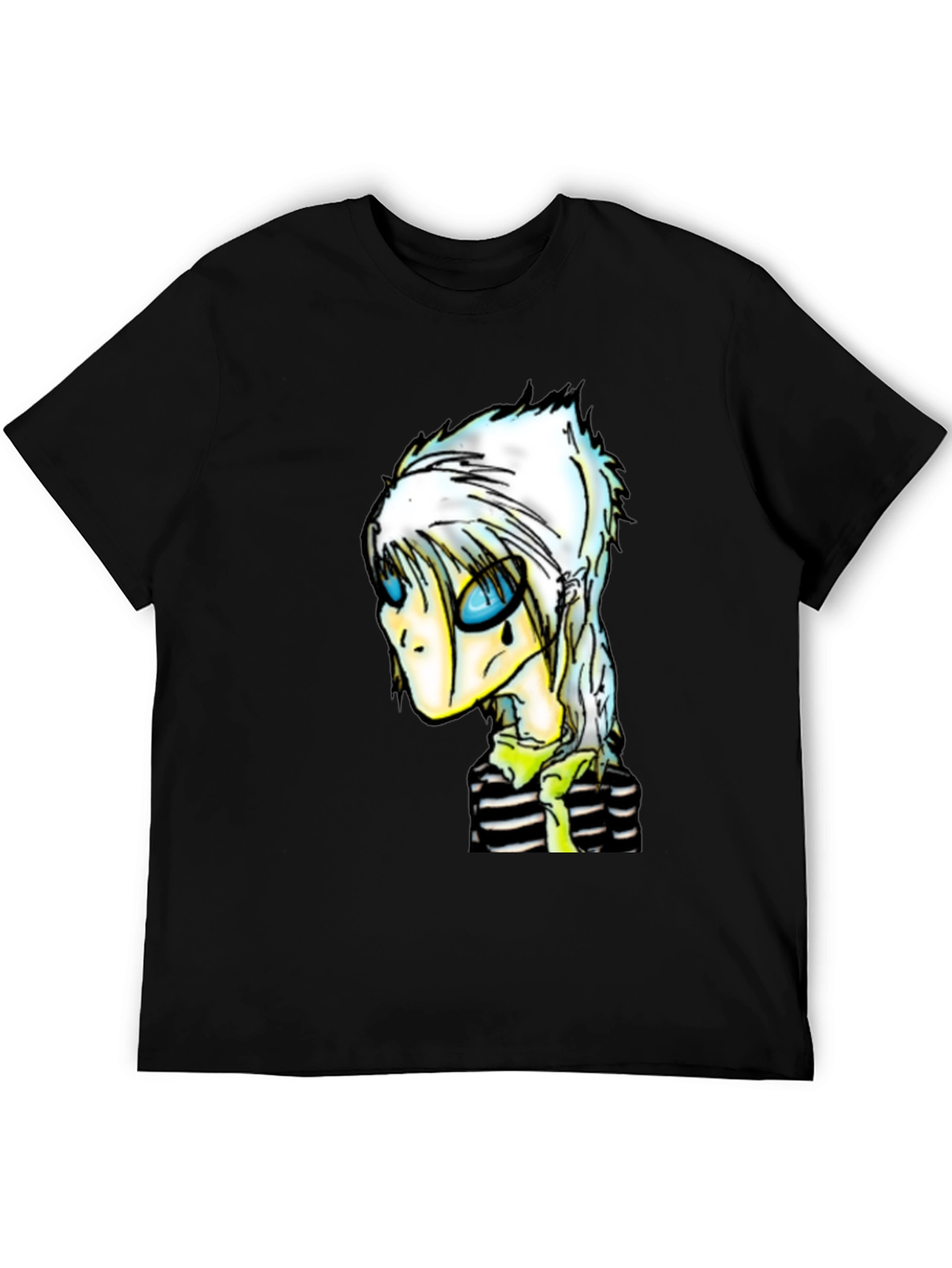 Unique Cartoon Character Black T-Shirt