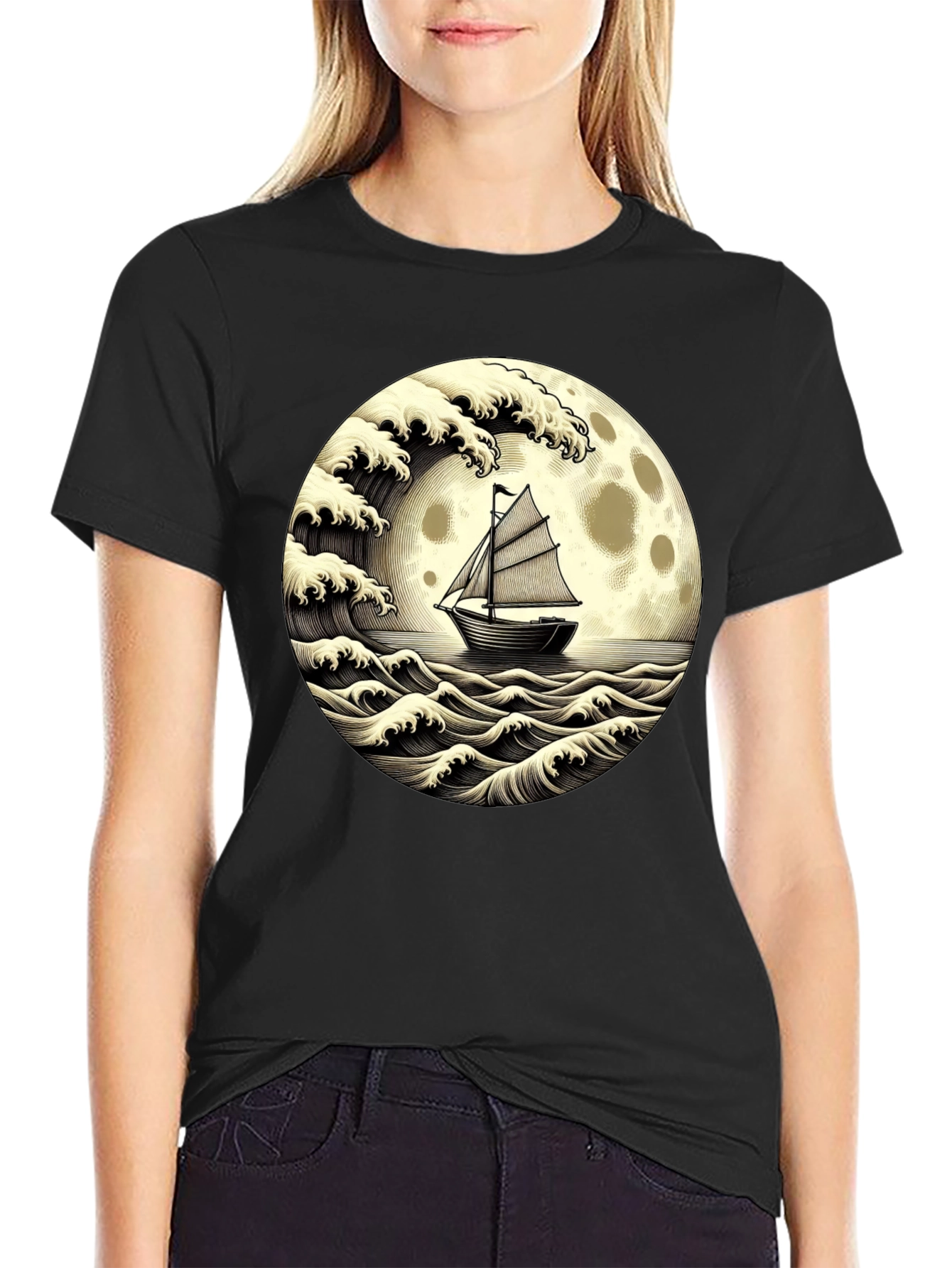 Nautical Moon Boat T-Shirt
