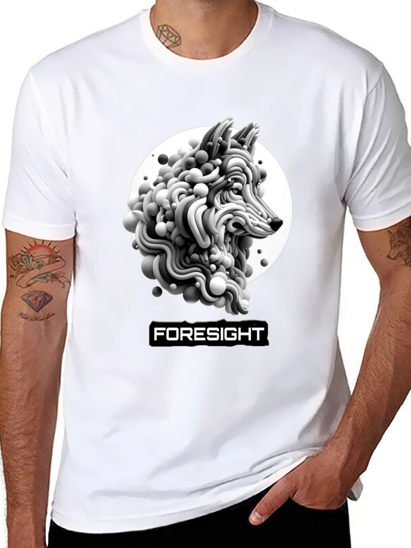Foresight Wolf Art Black T-Shirt