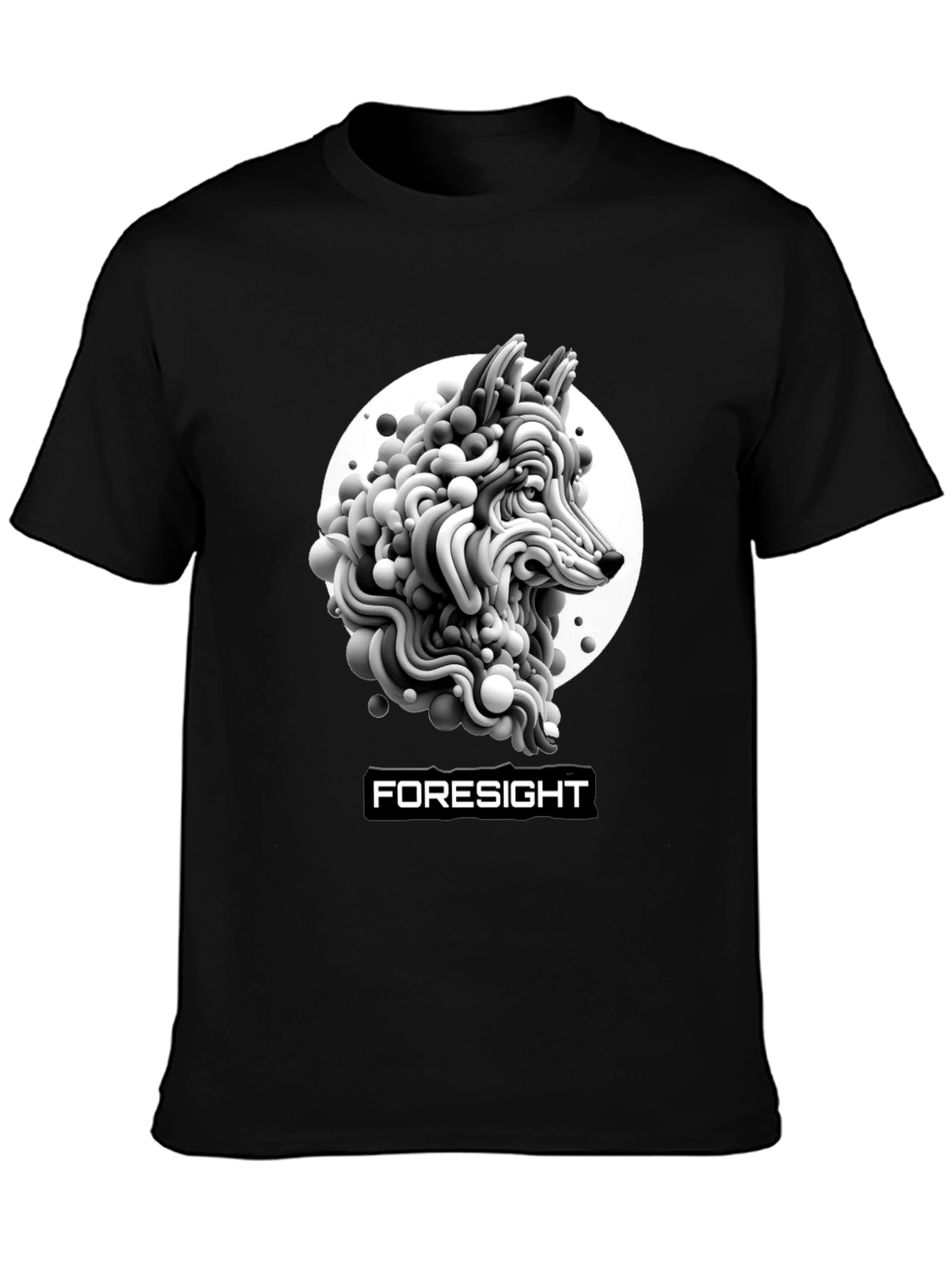Foresight Wolf Art Black T-Shirt