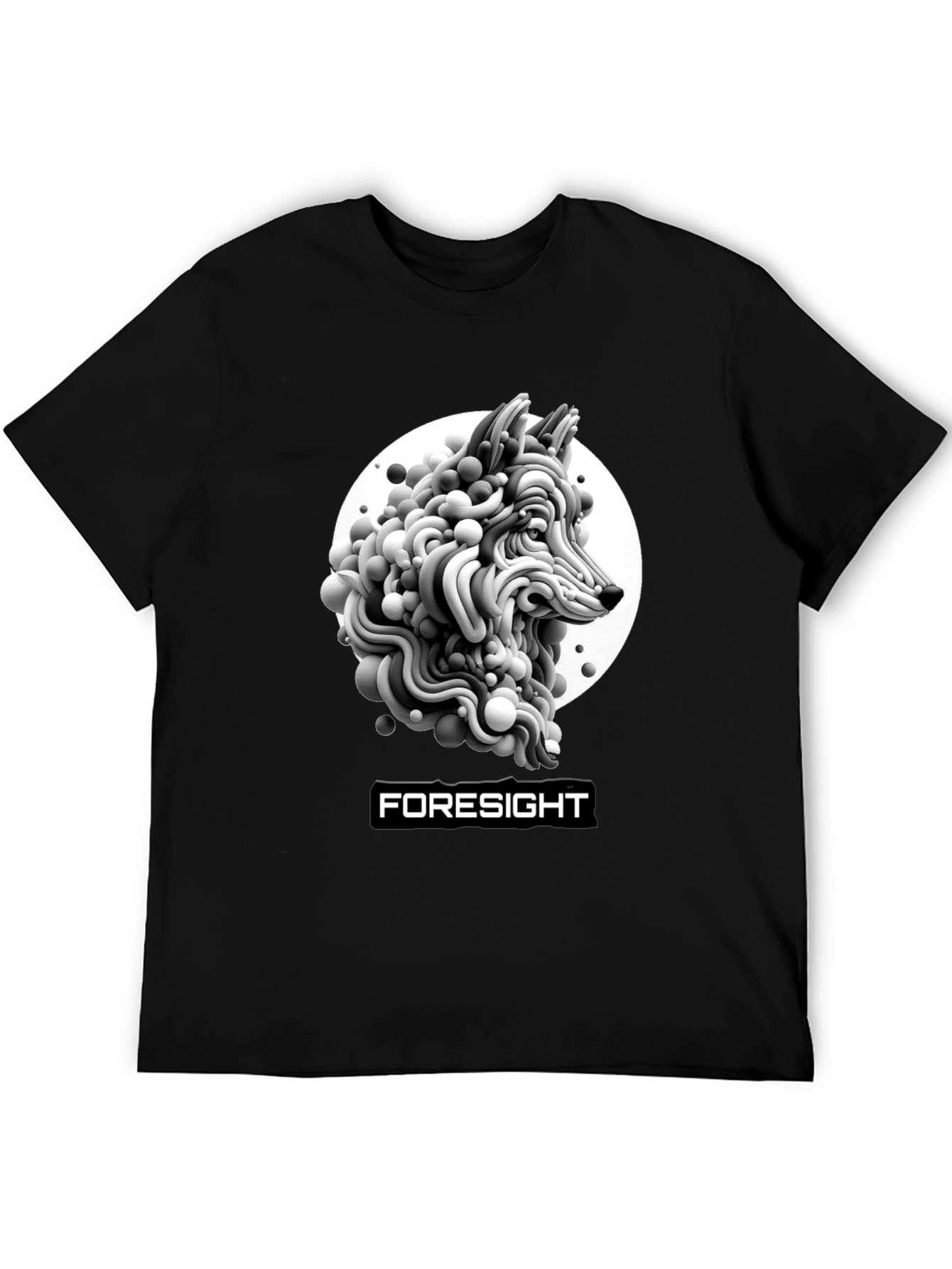 Foresight Wolf Art Black T-Shirt