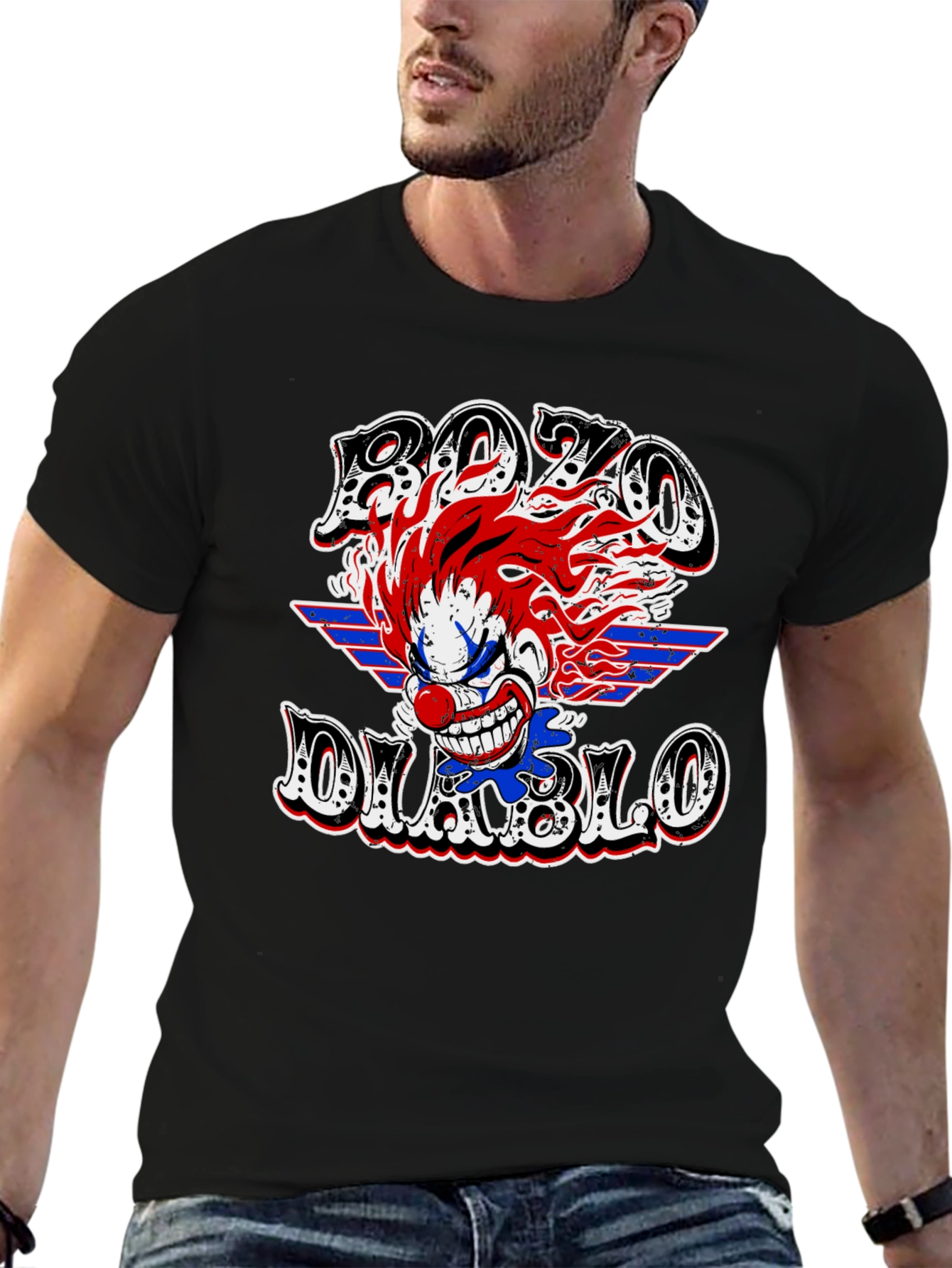 Bozo Diablo Clown Graphic Tee - Mens Black T-Shirt