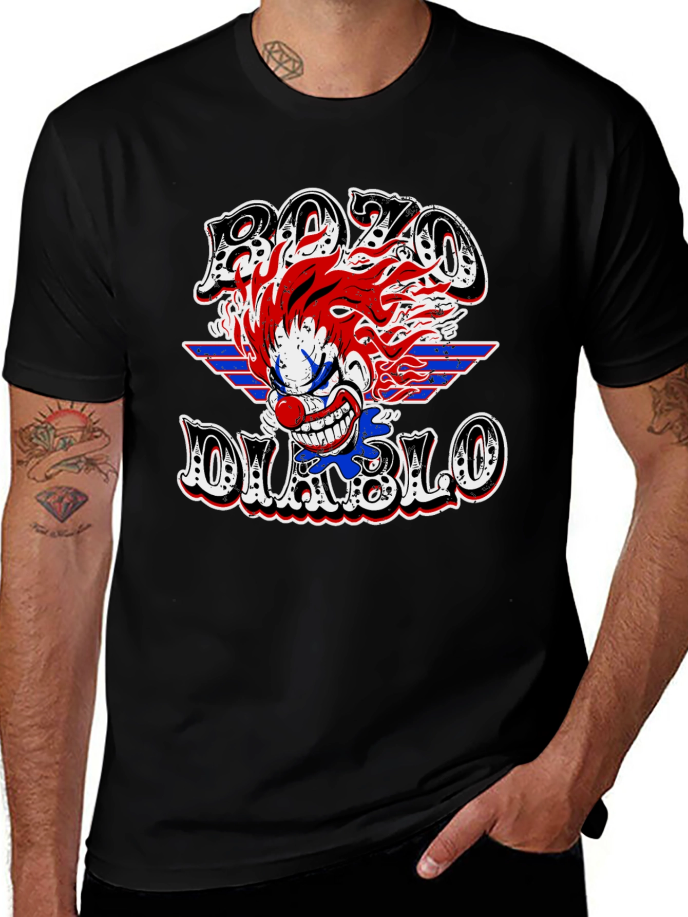 Bozo Diablo Clown Graphic Tee - Mens Black T-Shirt