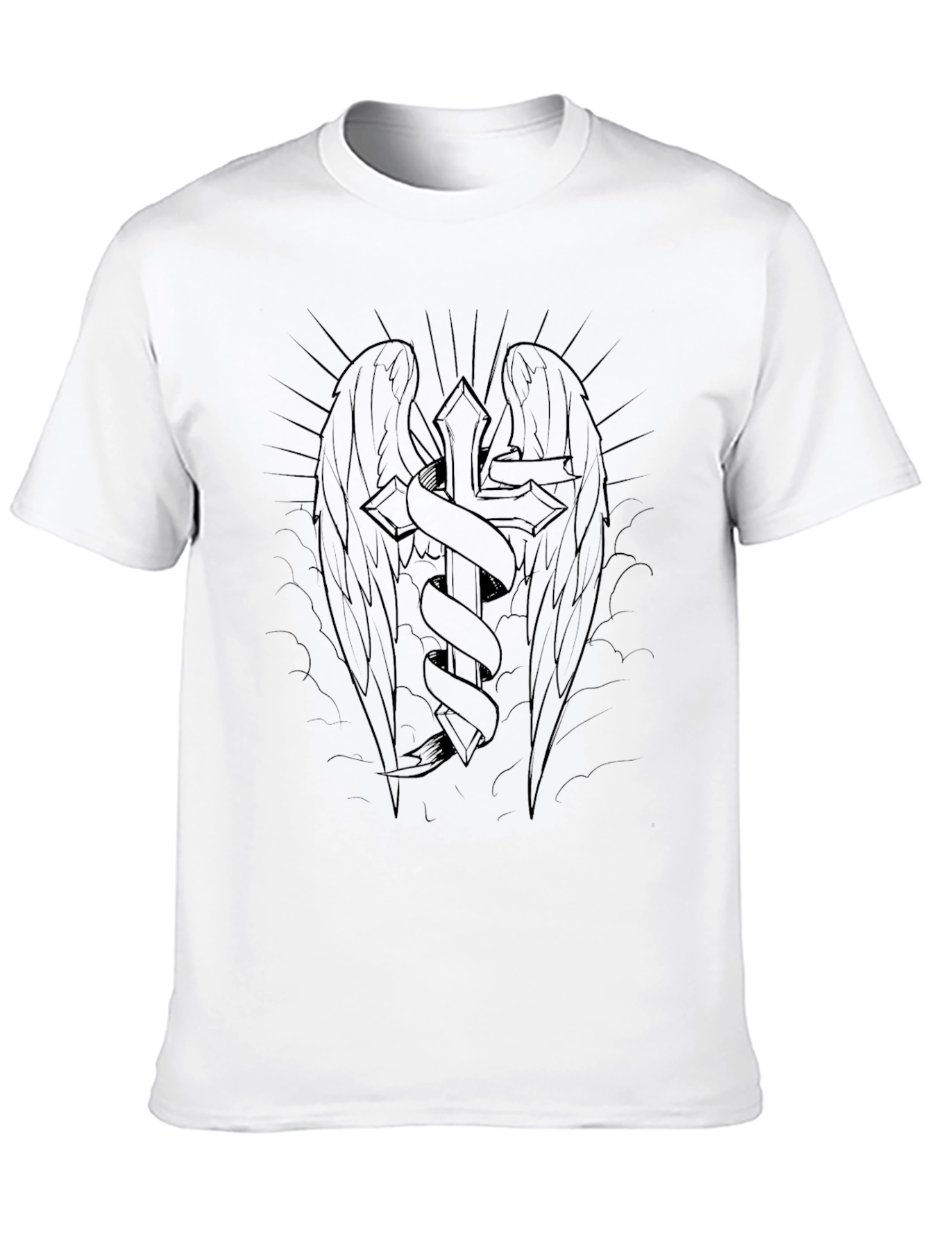 Cross Wings Graphic T-Shirt - Black