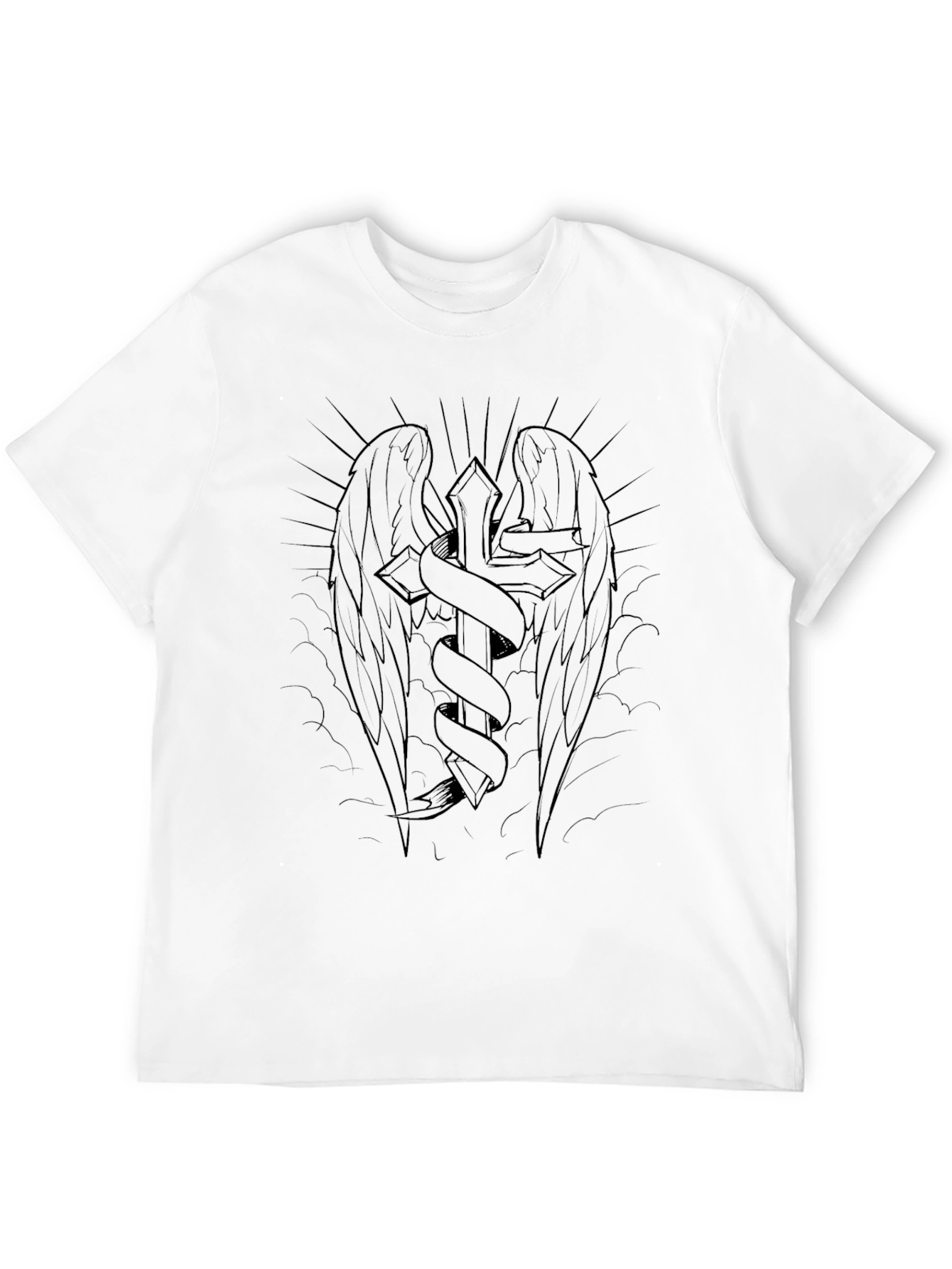 Cross Wings Graphic T-Shirt - Black
