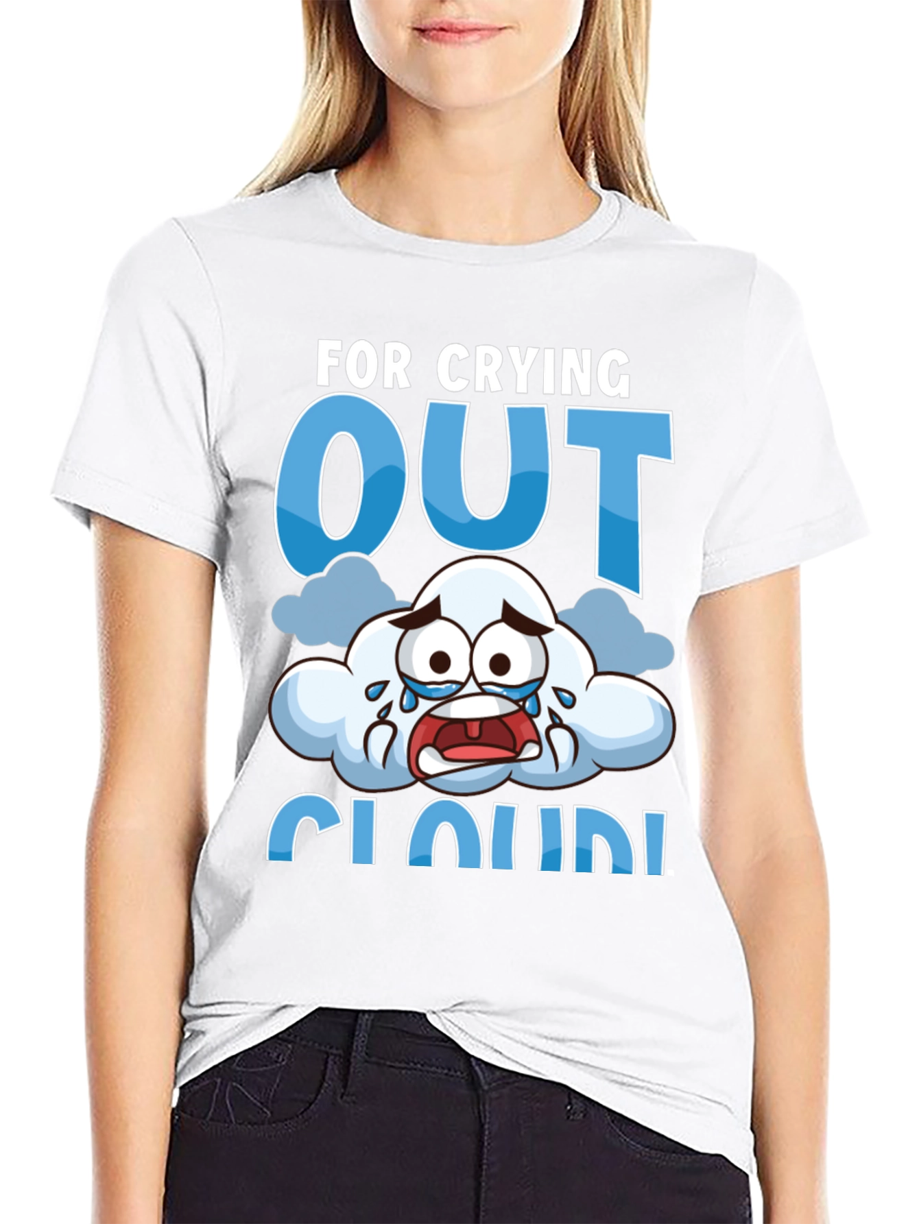 Crying Cloud T-Shirt - Funny Graphic Tee