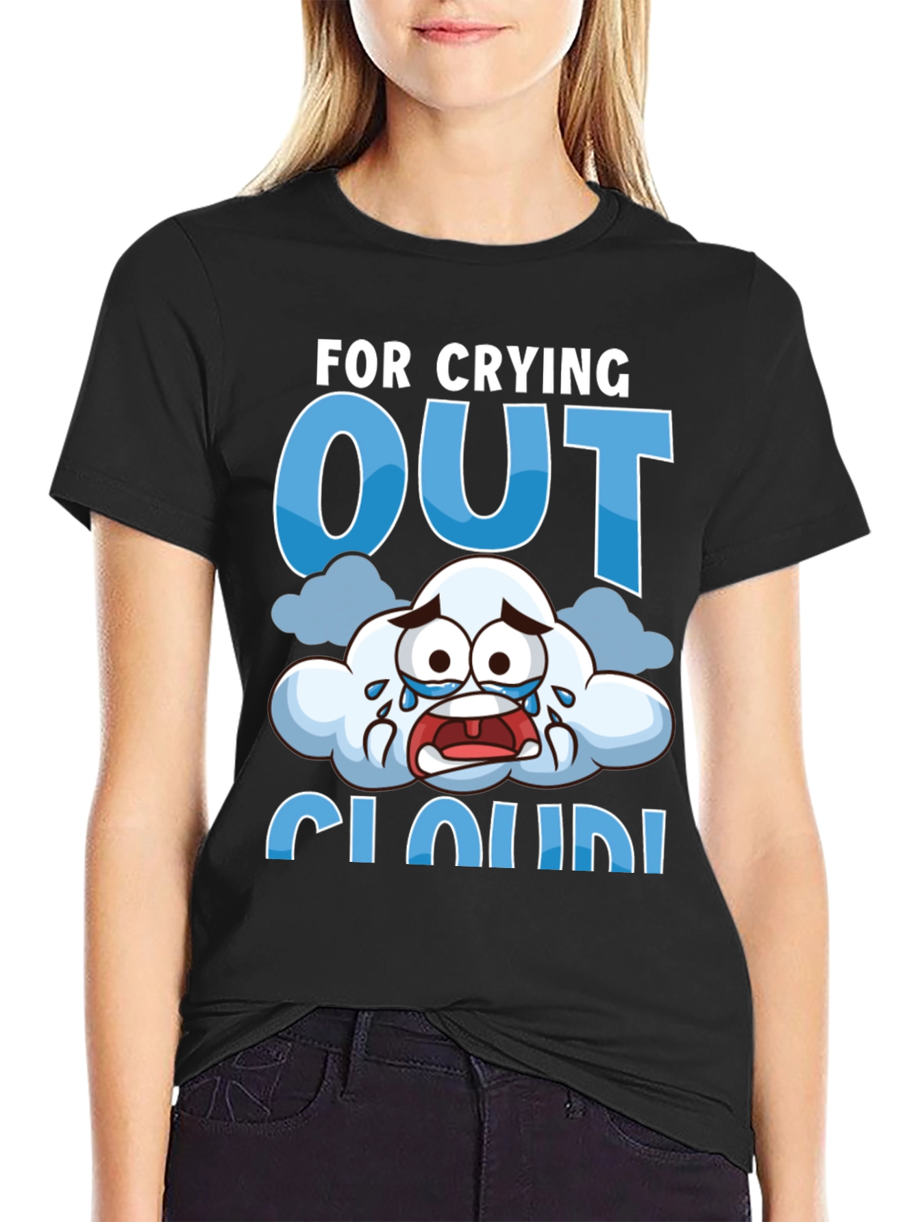 Crying Cloud T-Shirt - Funny Graphic Tee