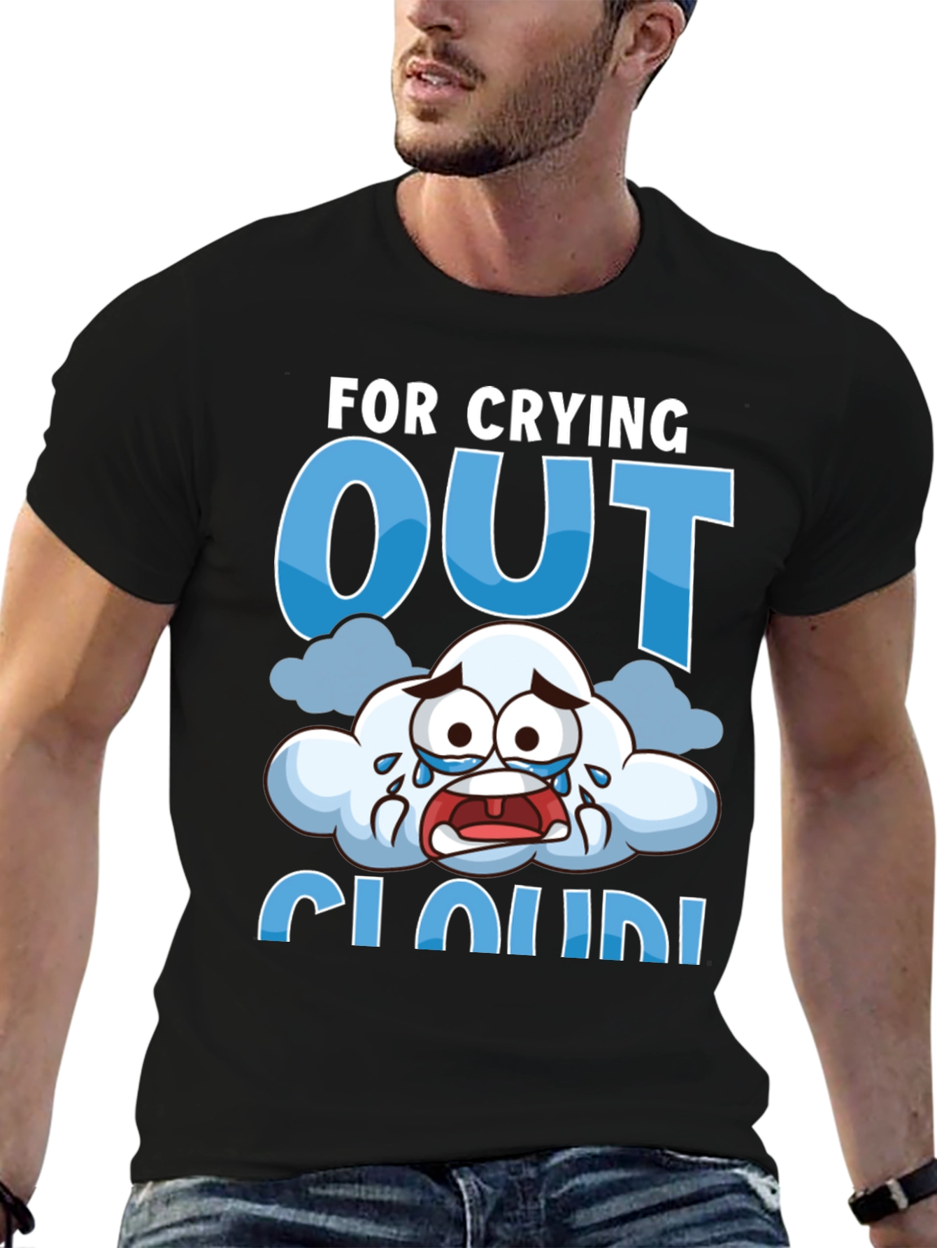 Crying Cloud T-Shirt - Funny Graphic Tee