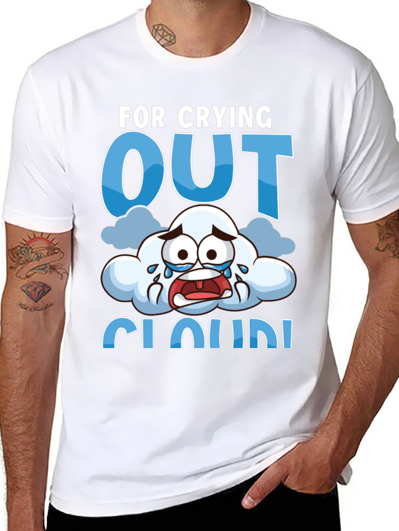 Crying Cloud T-Shirt - Funny Graphic Tee