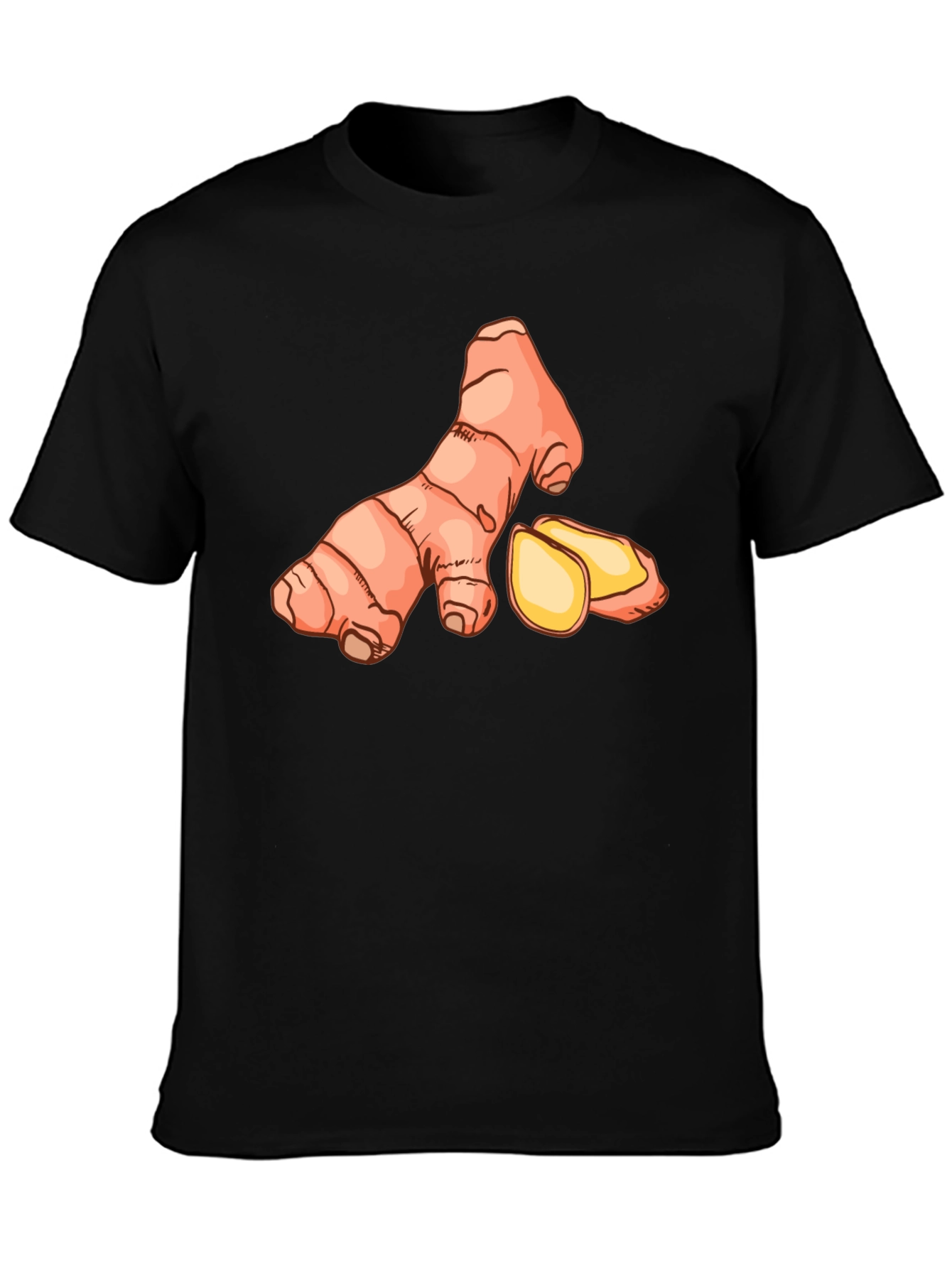 Ginger Root Graphic Tee - Black Casual T-Shirt