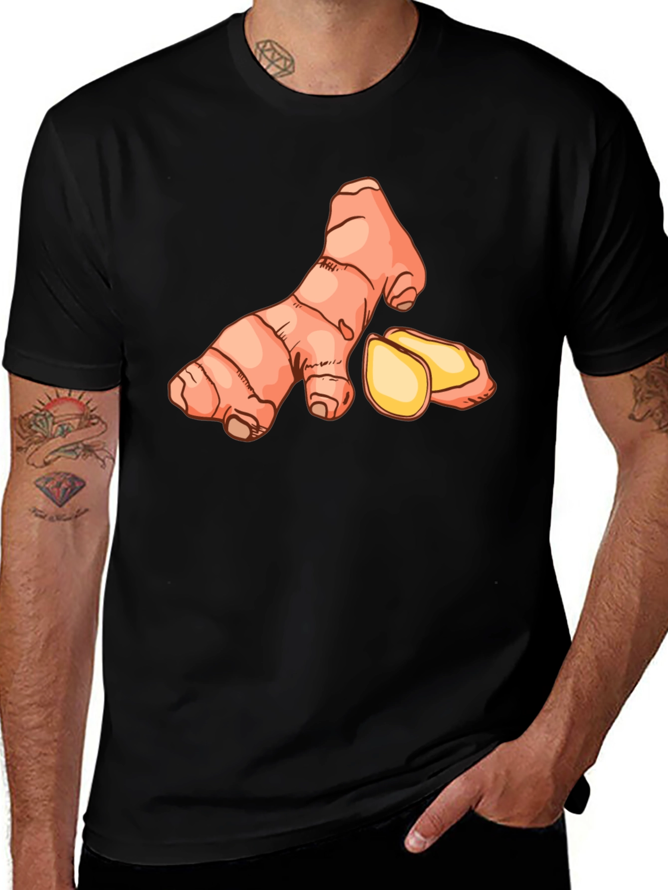 Ginger Root Graphic Tee - Black Casual T-Shirt