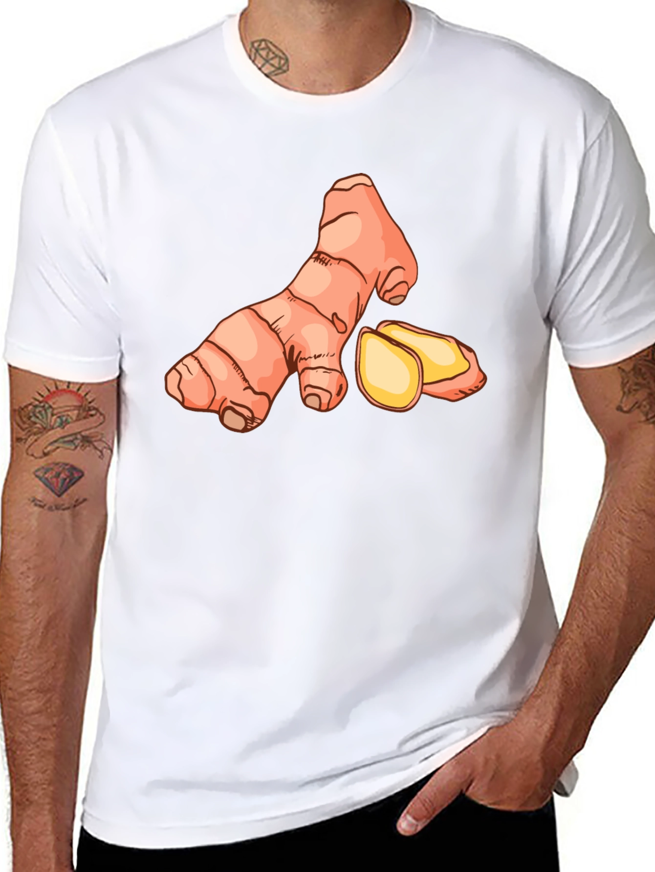 Ginger Root Graphic Tee - Black Casual T-Shirt