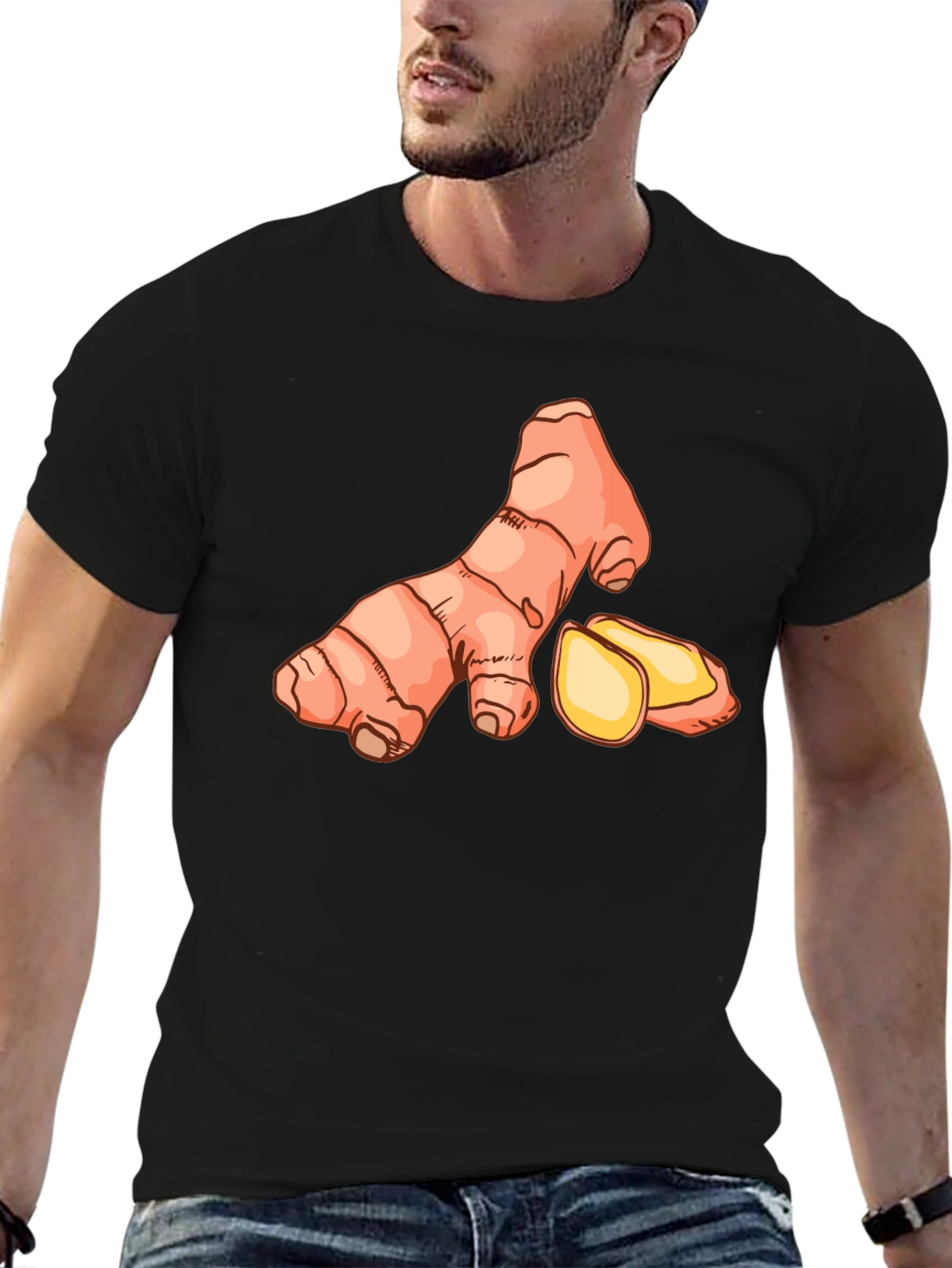 Ginger Root Graphic Tee - Black Casual T-Shirt