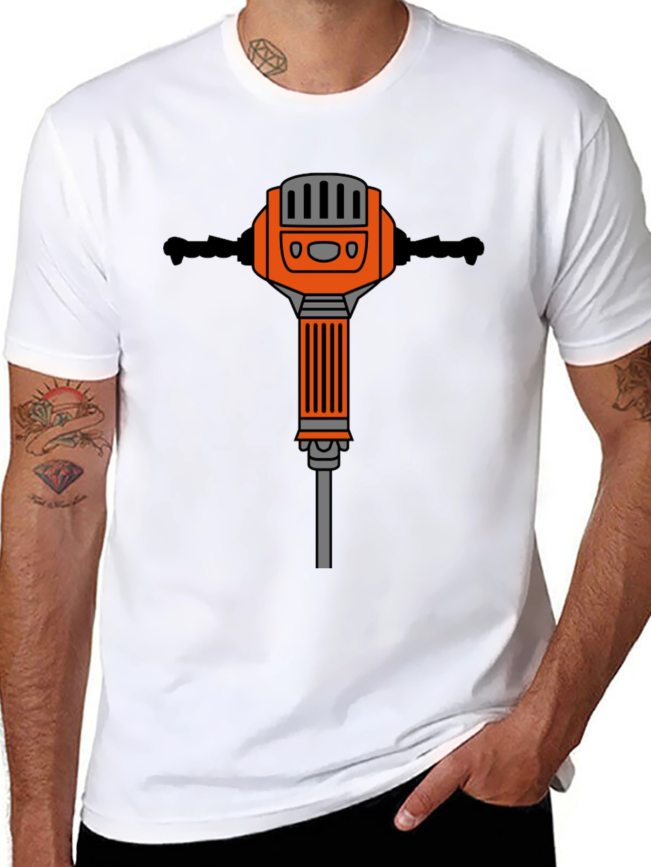 Black T-Shirt with Jackhammer Graphic