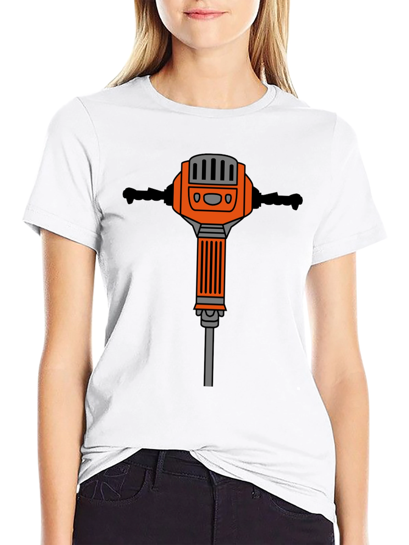 Black T-Shirt with Jackhammer Graphic