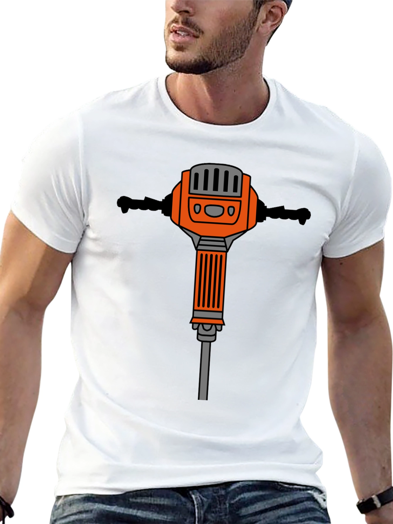 Black T-Shirt with Jackhammer Graphic