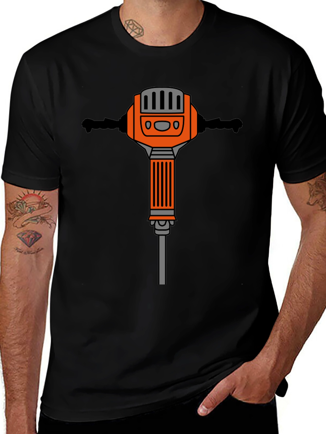 Black T-Shirt with Jackhammer Graphic
