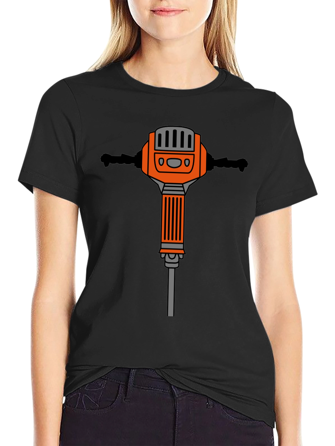 Black T-Shirt with Jackhammer Graphic