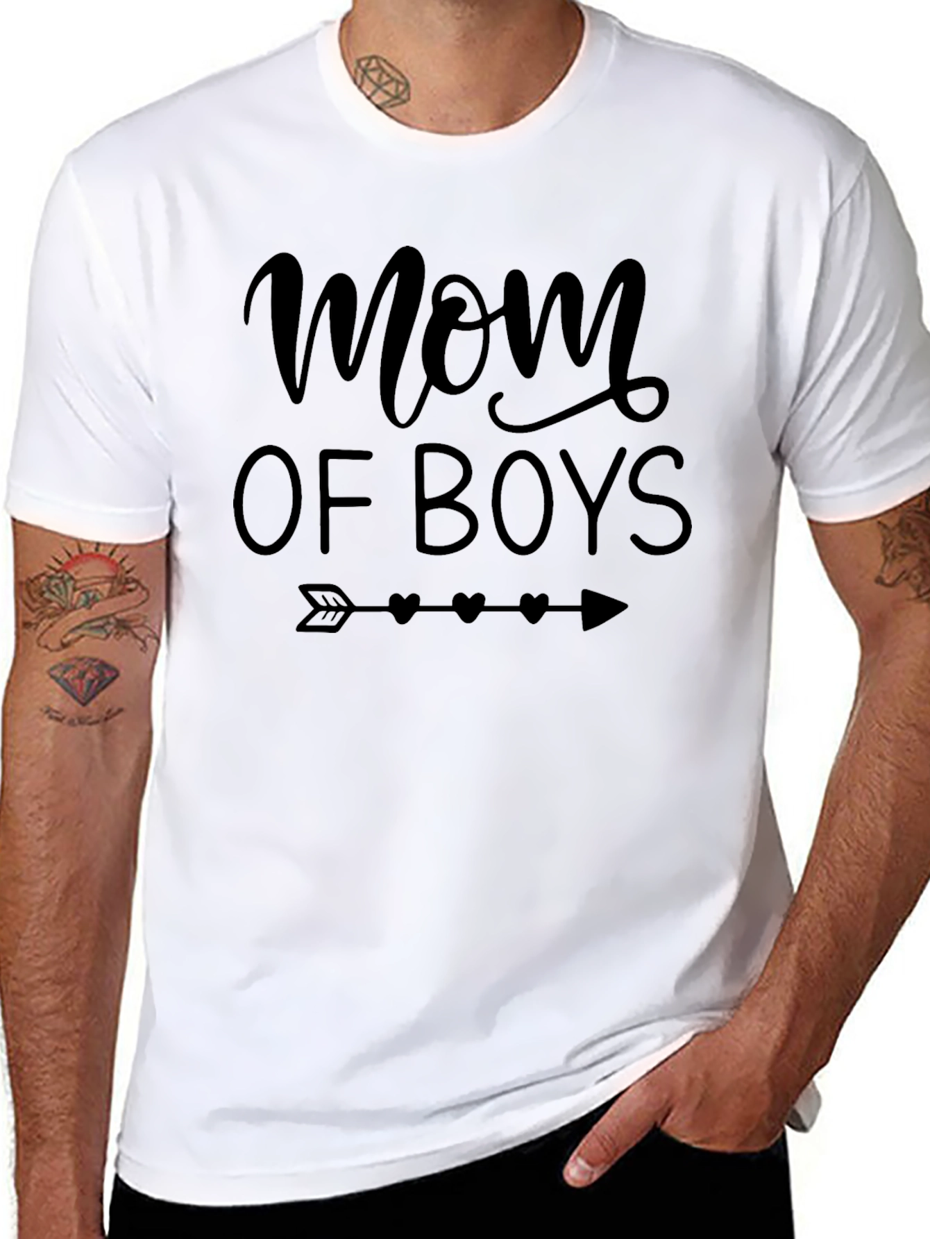 Mom of Boys T-Shirt - Arrow and Heart Design