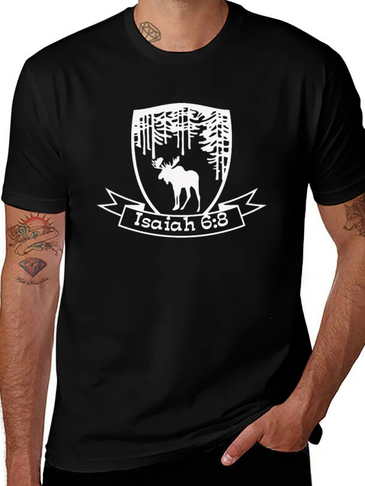 Isaiah 6:8 Moose T-Shirt - Forest Design