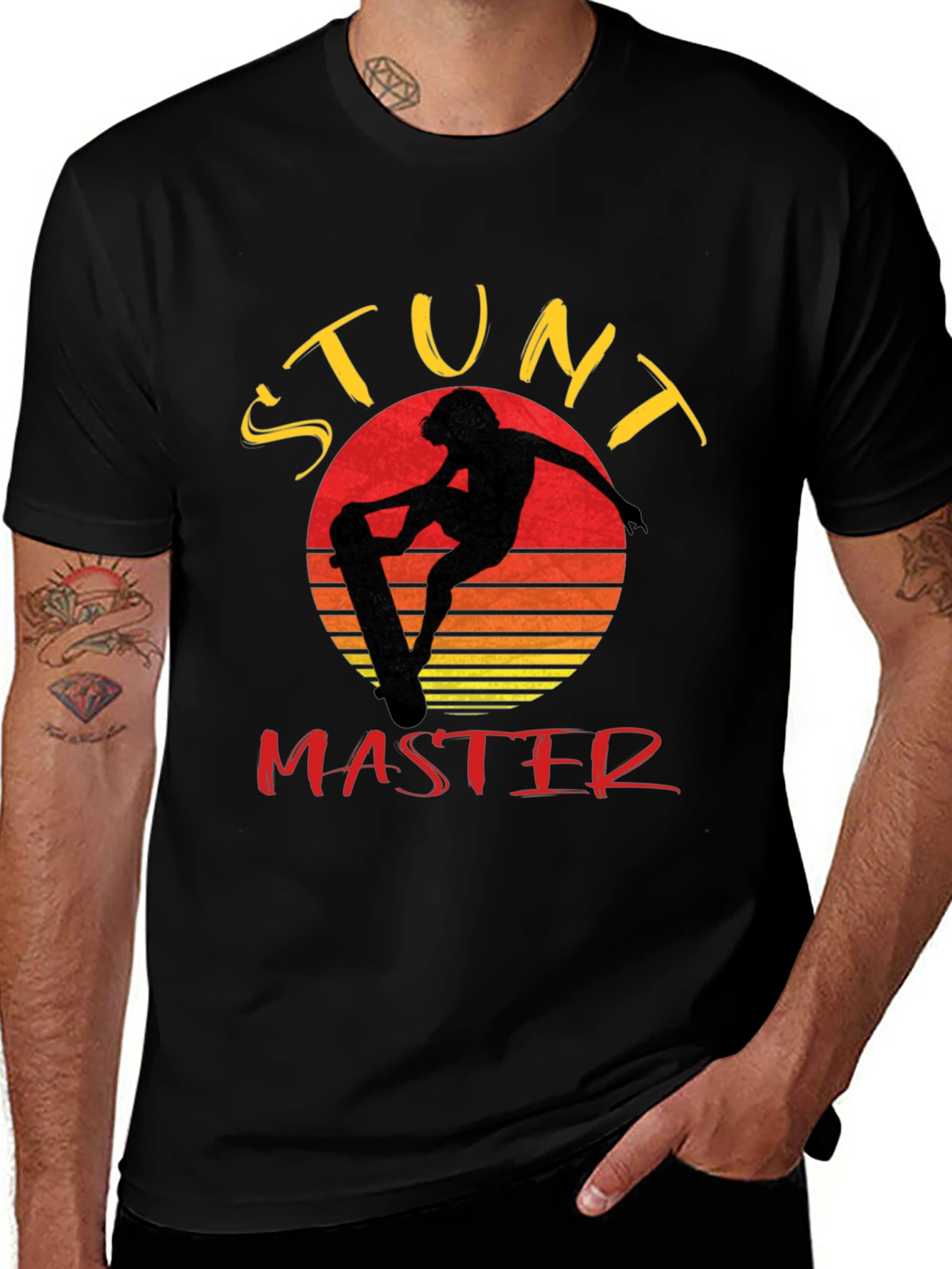 Stunt Master Retro Sunset Skater Graphic Tee