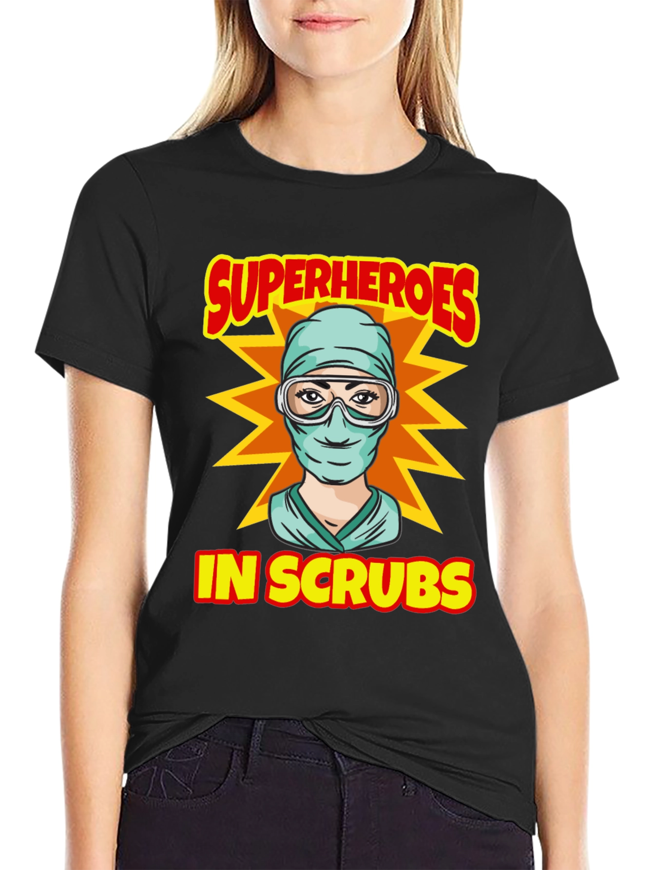 Superheroes in Scrubs Graphic T-Shirt