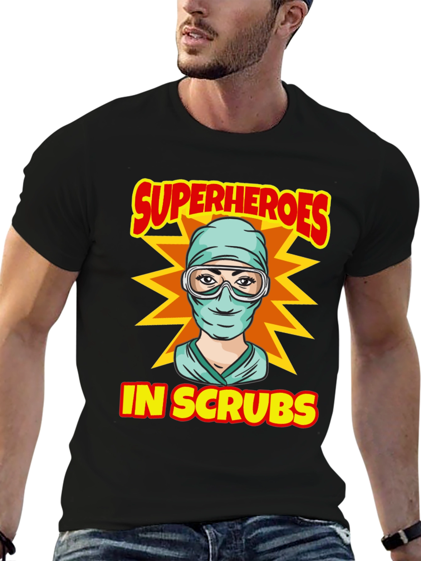Superheroes in Scrubs Graphic T-Shirt