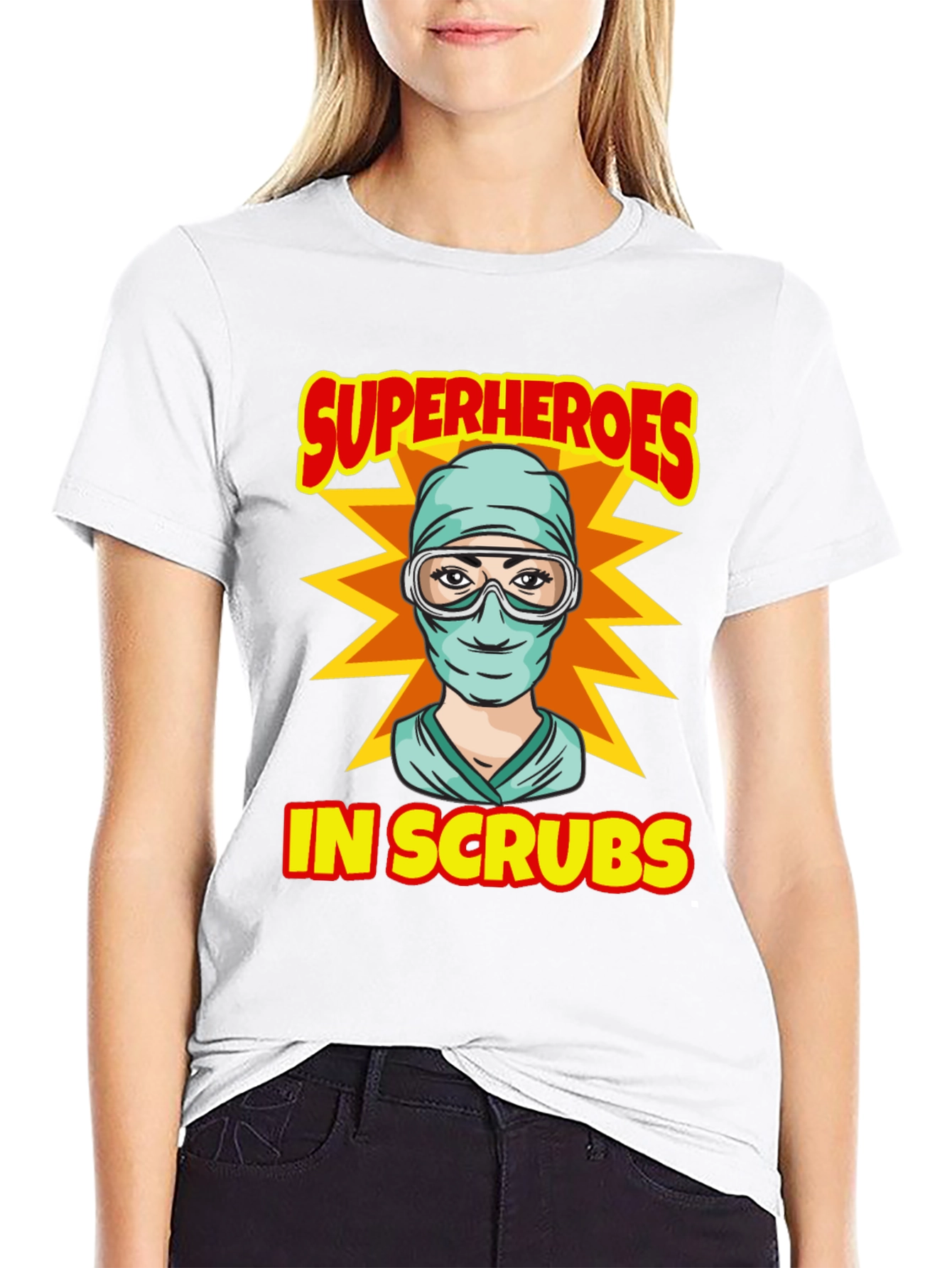 Superheroes in Scrubs Graphic T-Shirt