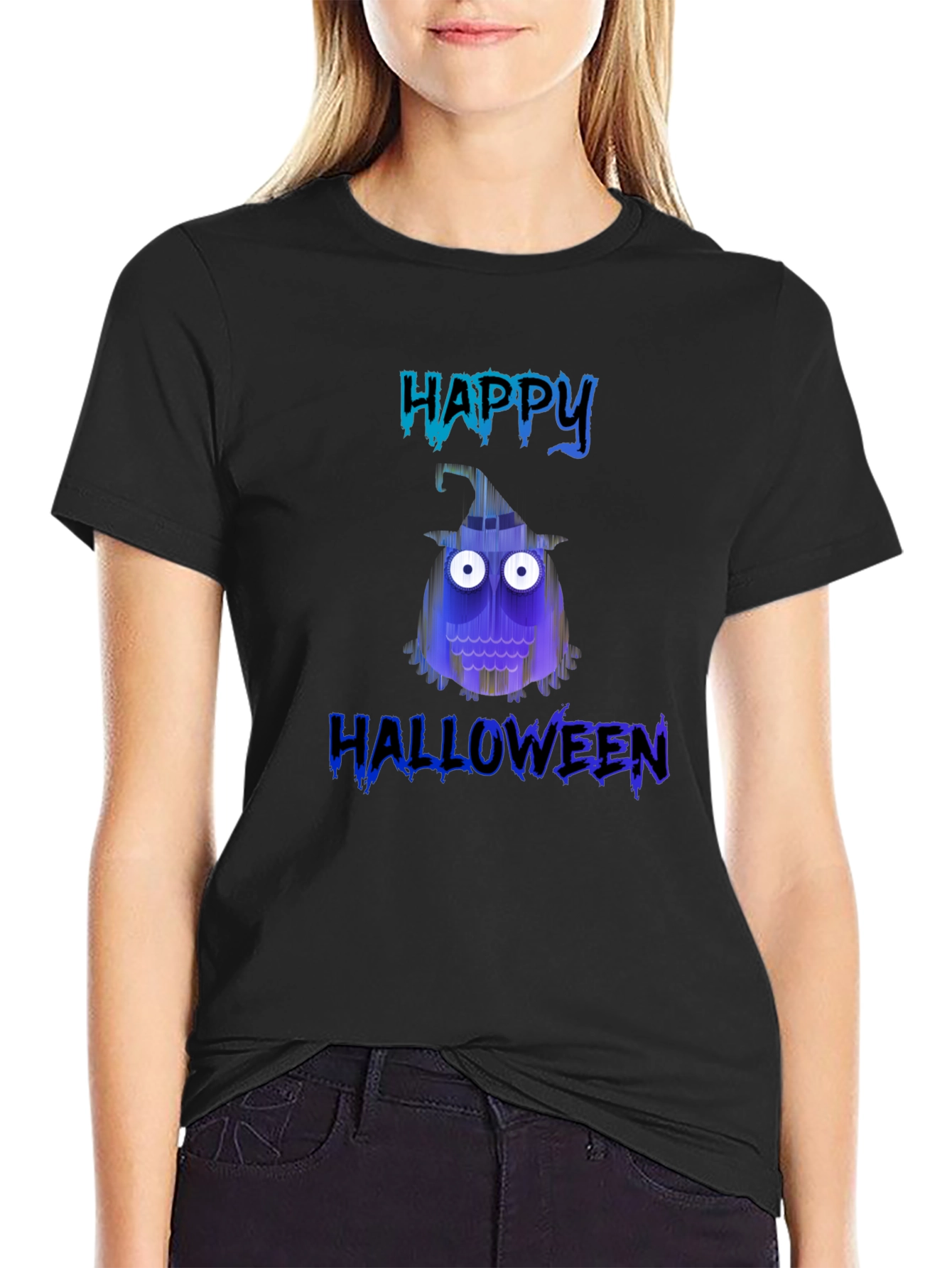 Happy Halloween T-Shirt - Spooky Owl Design