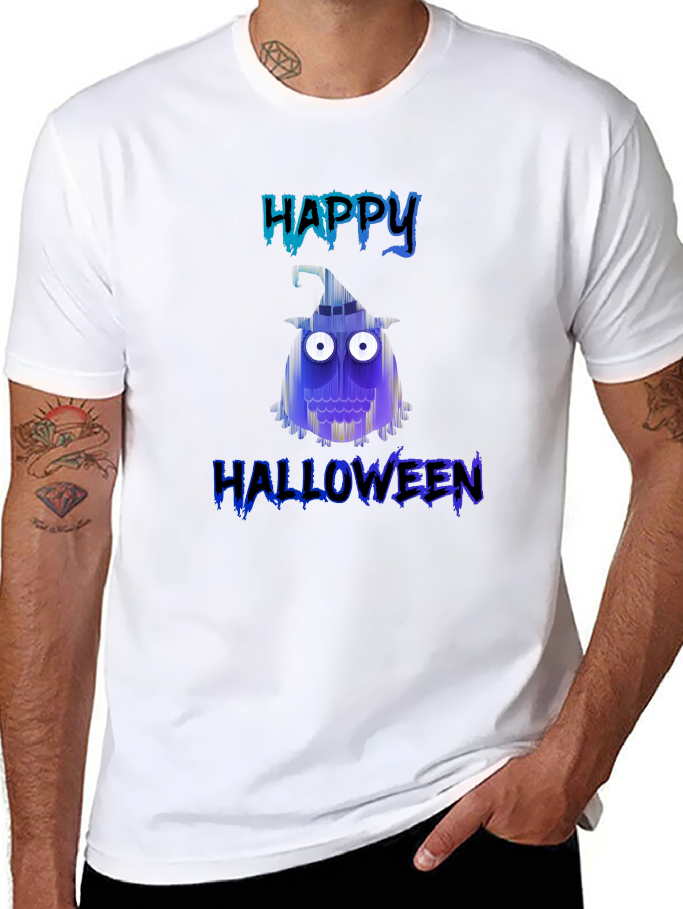Happy Halloween T-Shirt - Spooky Owl Design