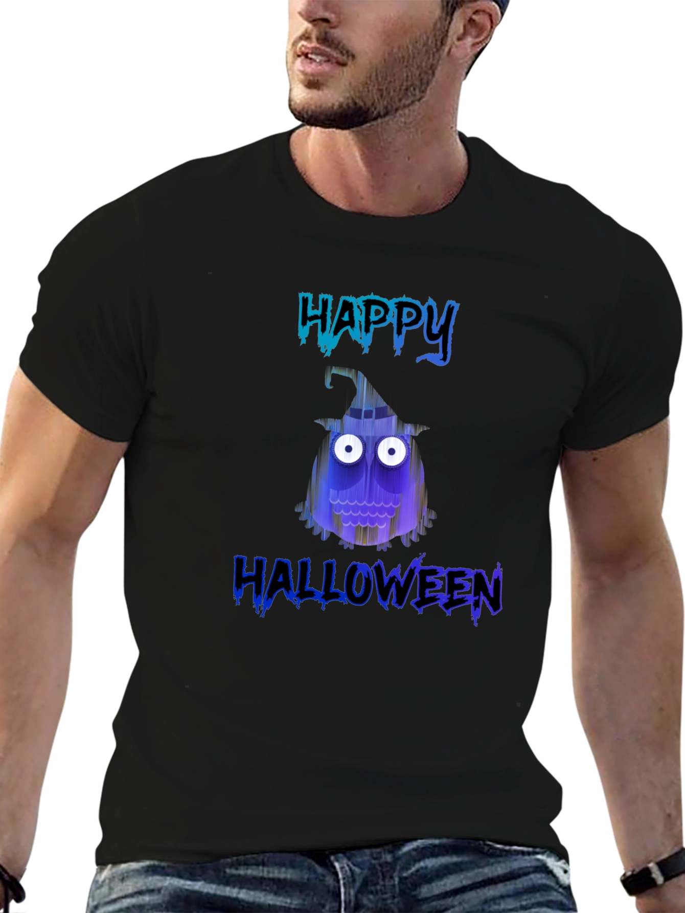 Happy Halloween T-Shirt - Spooky Owl Design