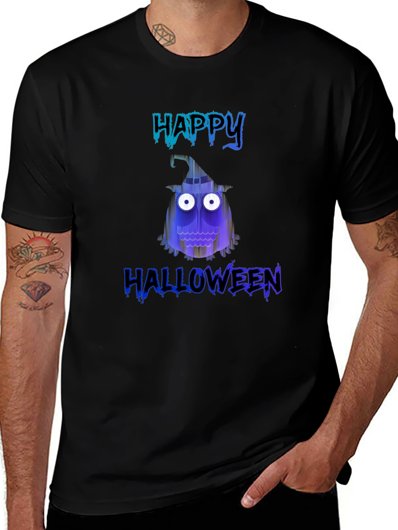 Happy Halloween T-Shirt - Spooky Owl Design