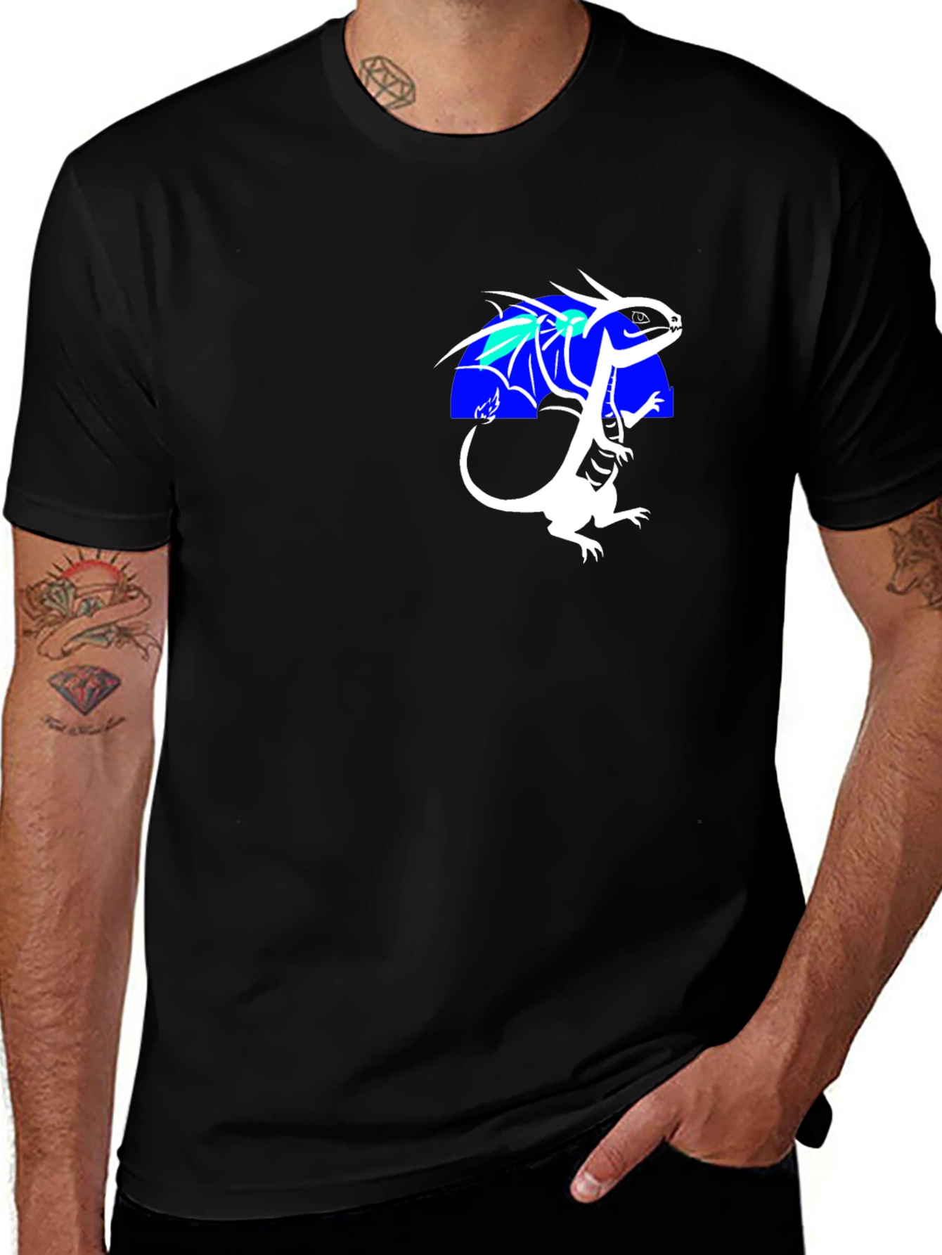 Dragon Graphic Tee - Black Crew Neck T-Shirt