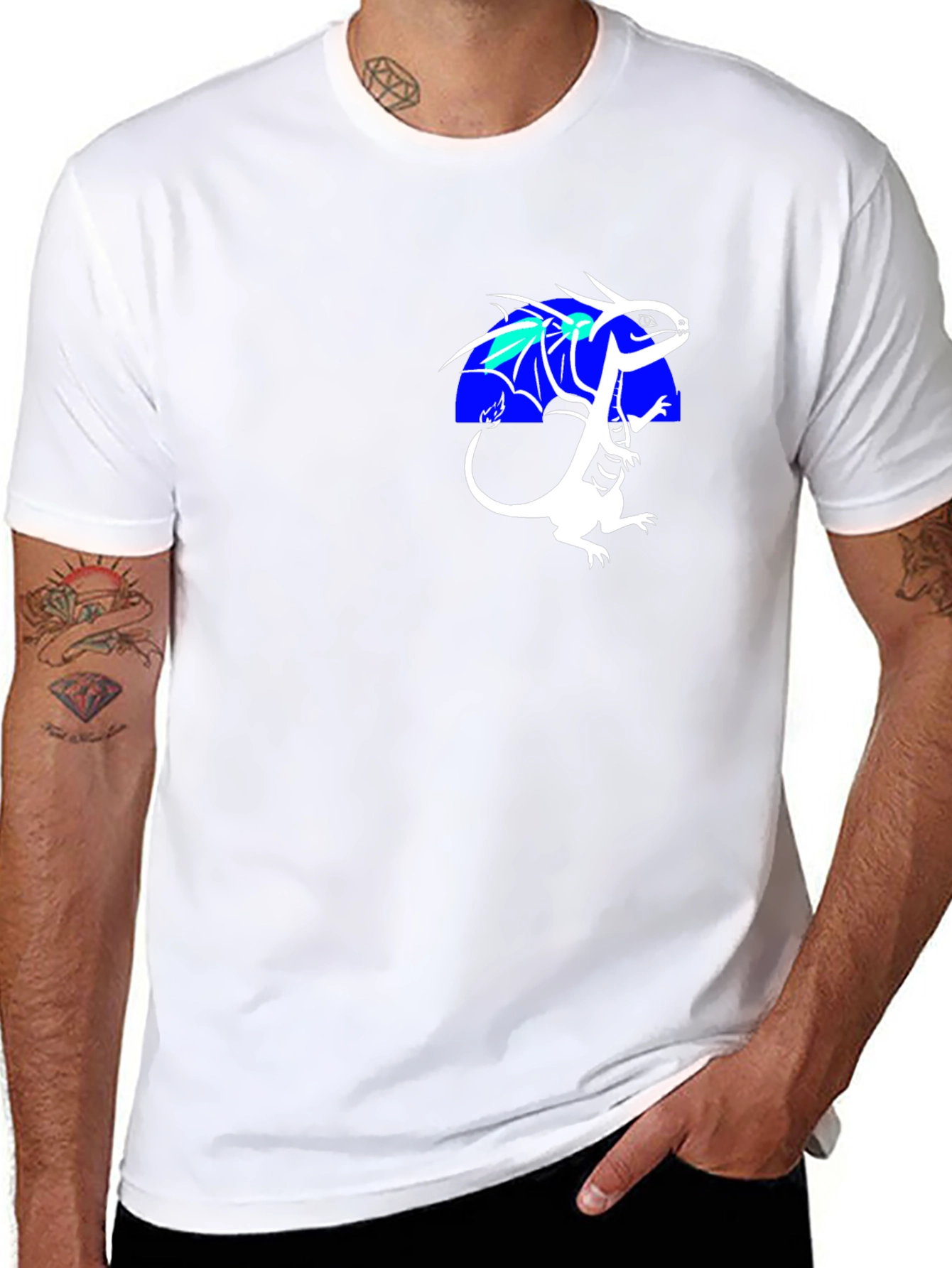 Dragon Graphic Tee - Black Crew Neck T-Shirt