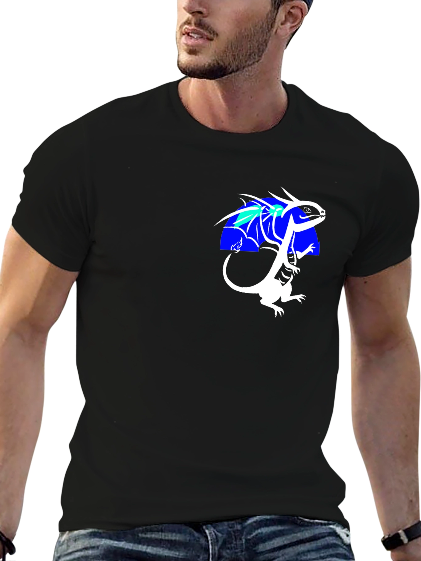 Dragon Graphic Tee - Black Crew Neck T-Shirt