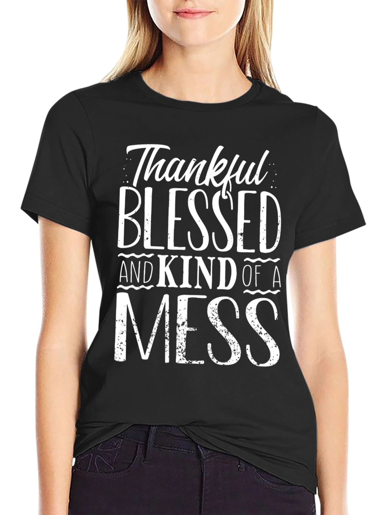 Thankful Blessed Mess Graphic Tee