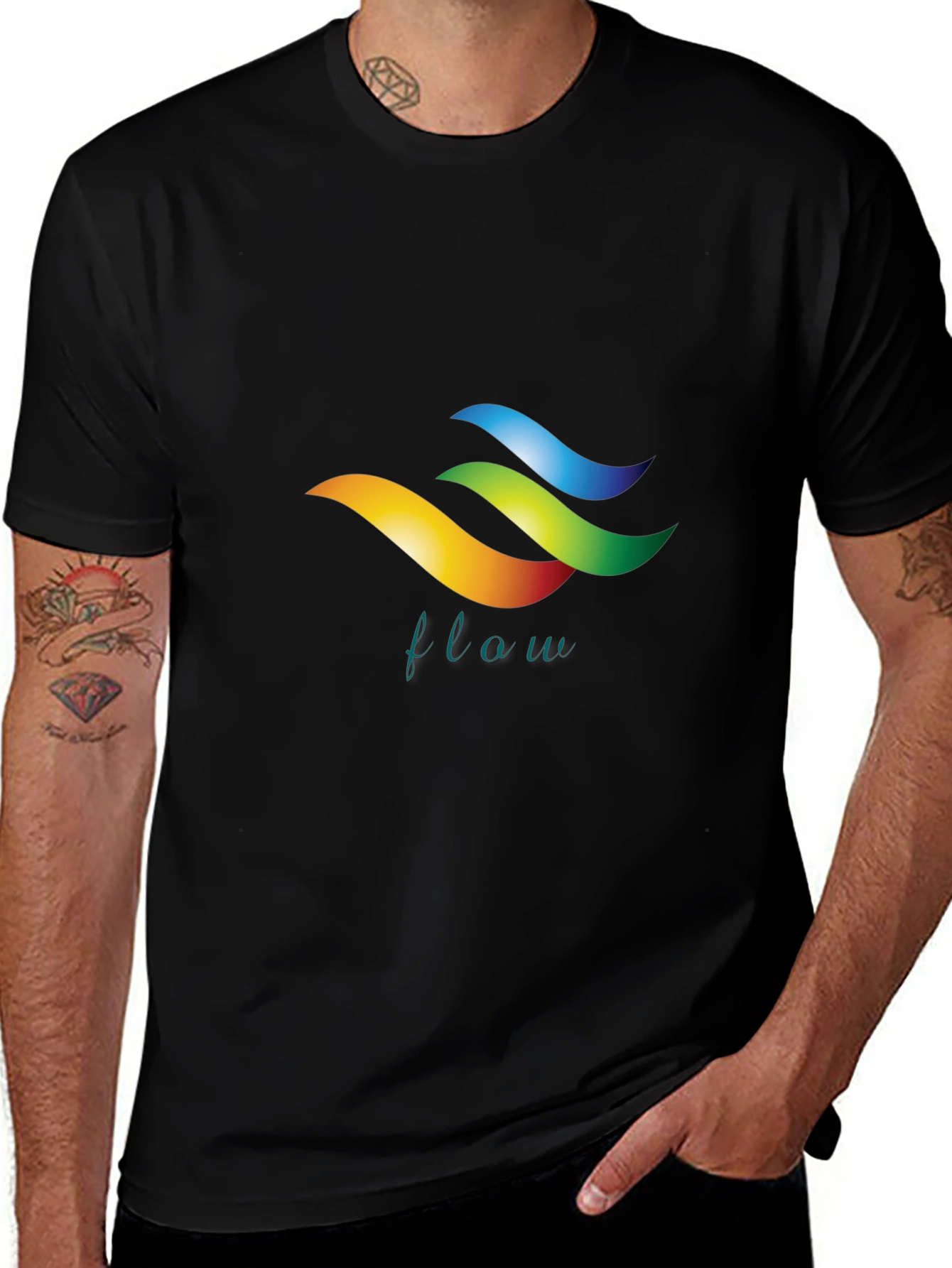 Flow Graphic Black T-Shirt - Stylish Design
