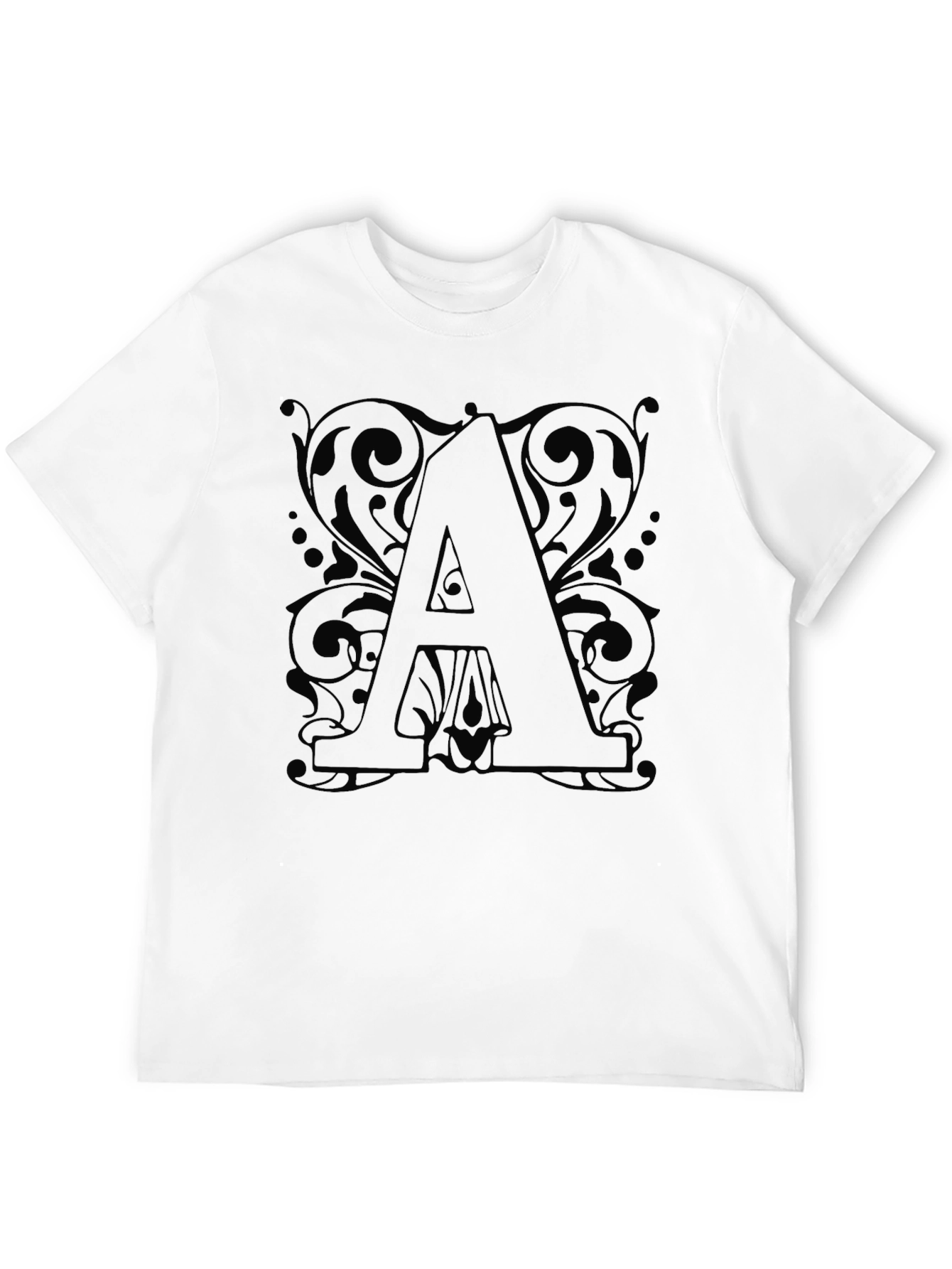 Letter A Black Graphic Tee Shirt